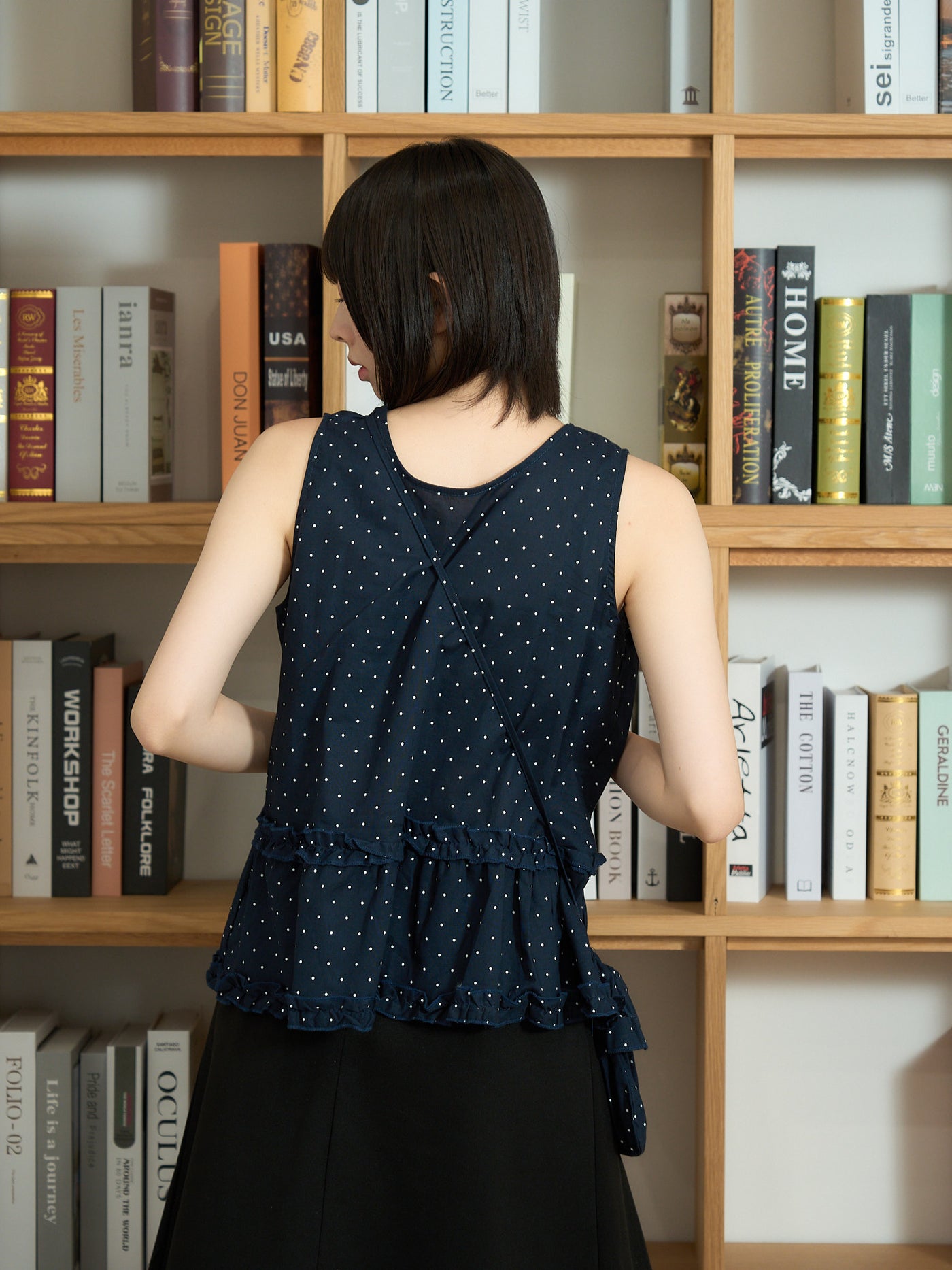 dot sleeveless blouse set
