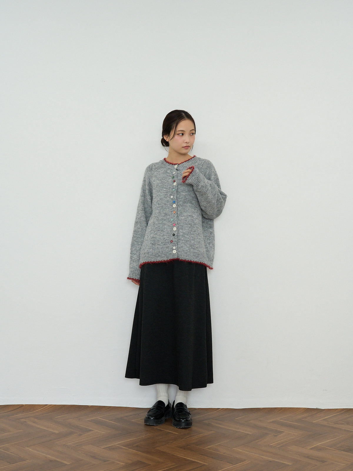color button knit cardigan