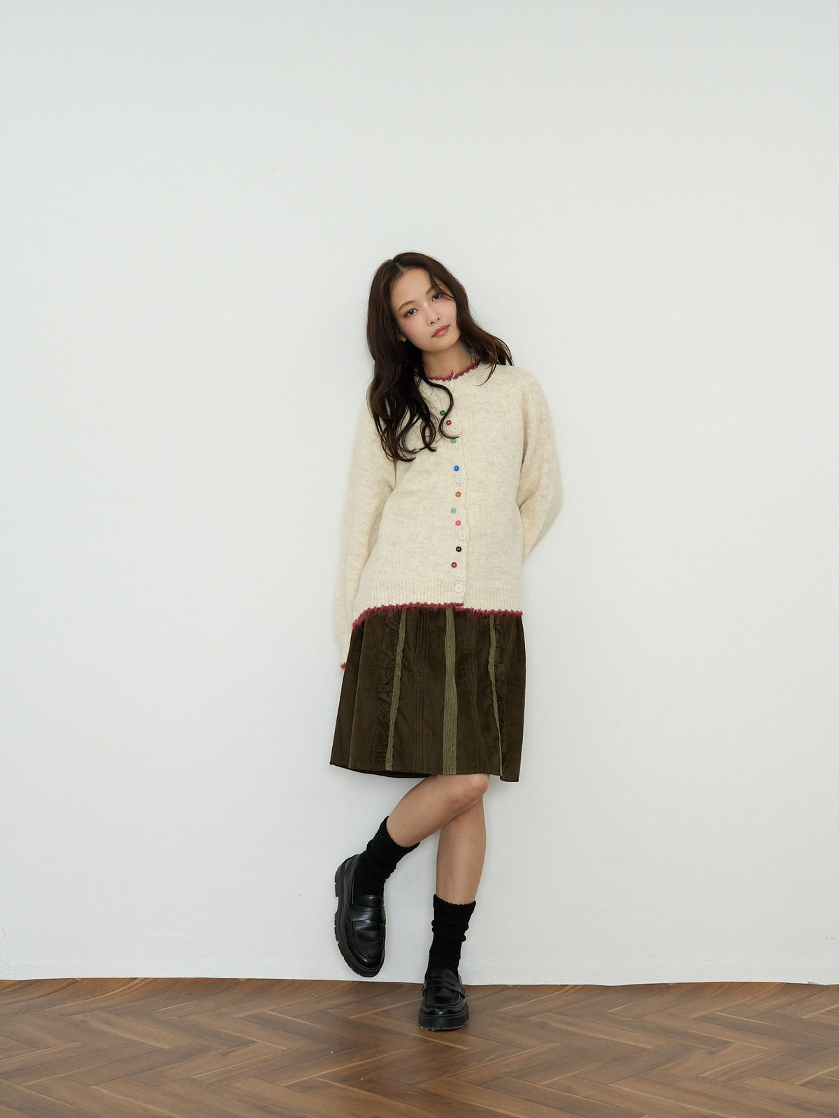 color button knit cardigan