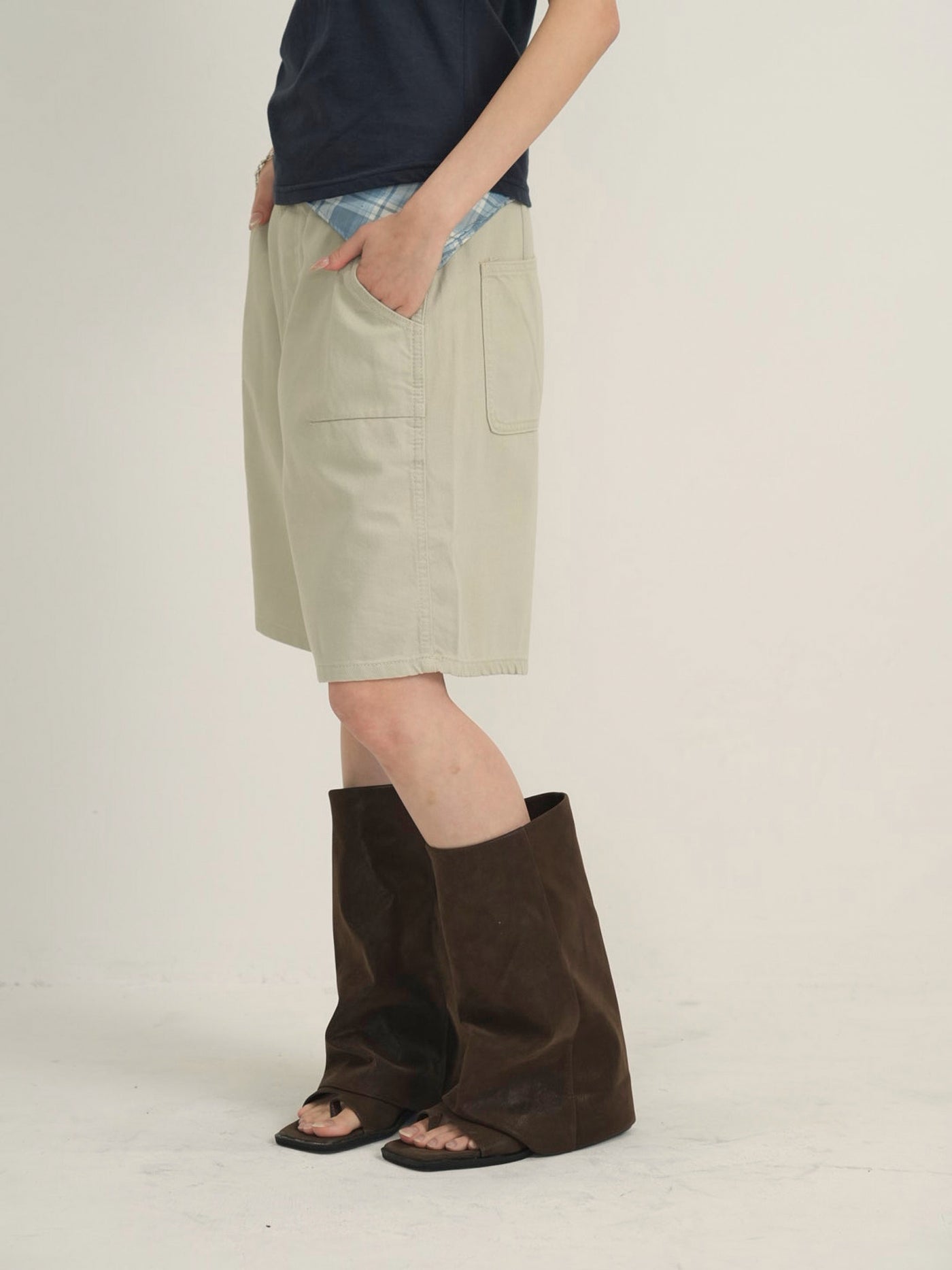 waist check cargo half pants