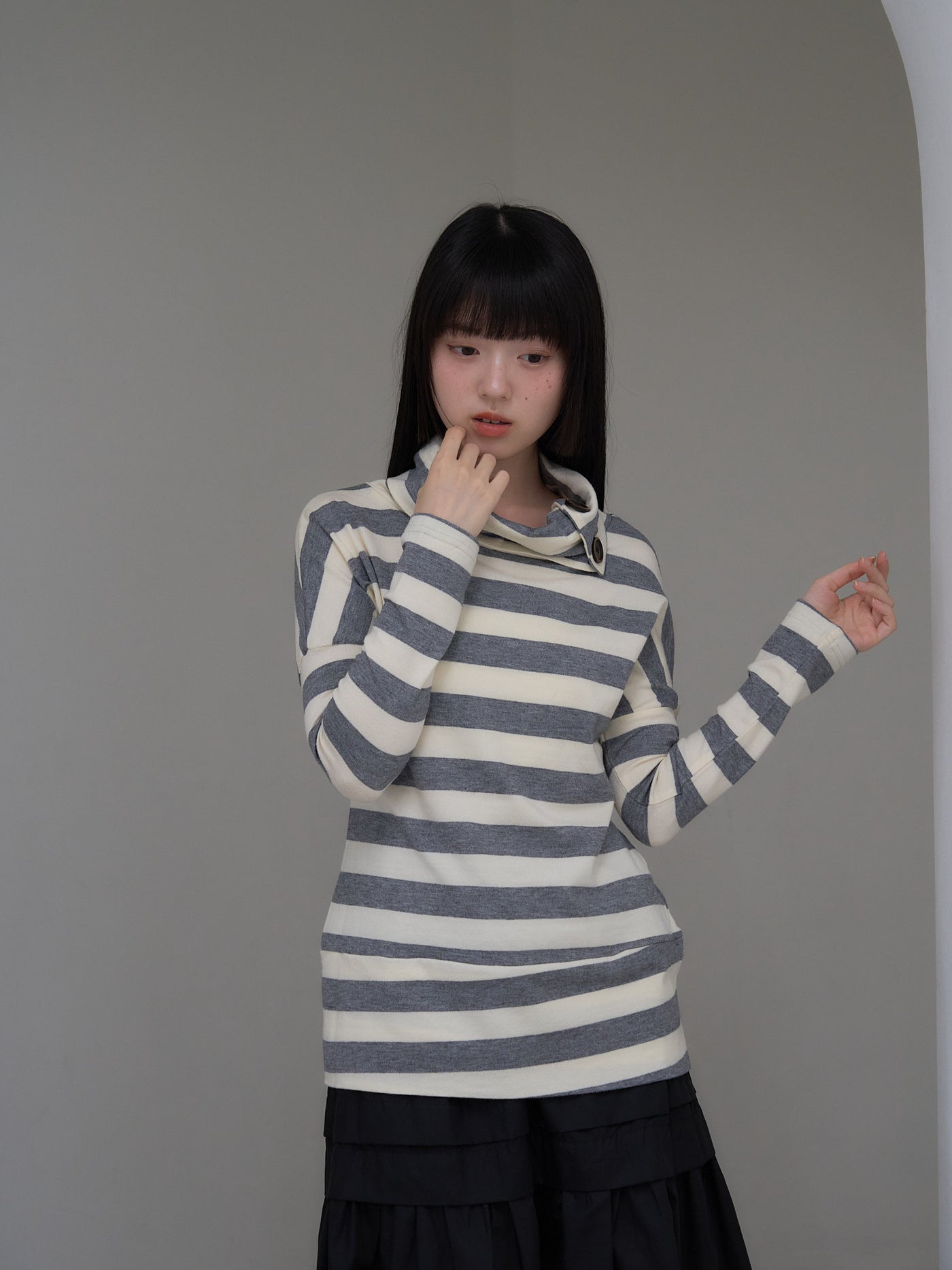 2way neck border knit