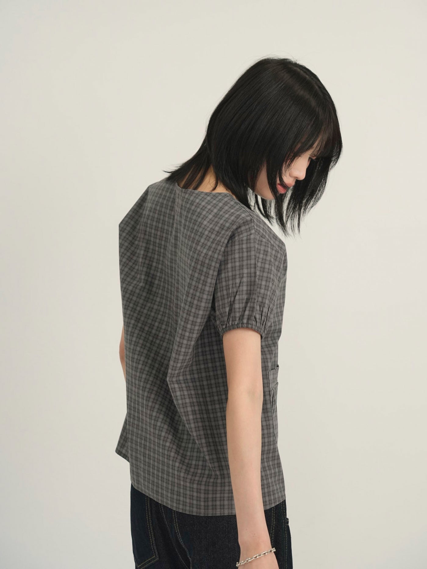 asymmetry check blouse