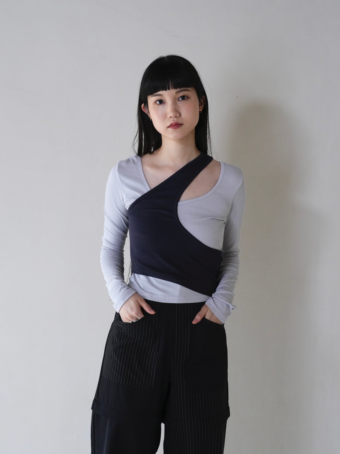 one shoulder layered tops