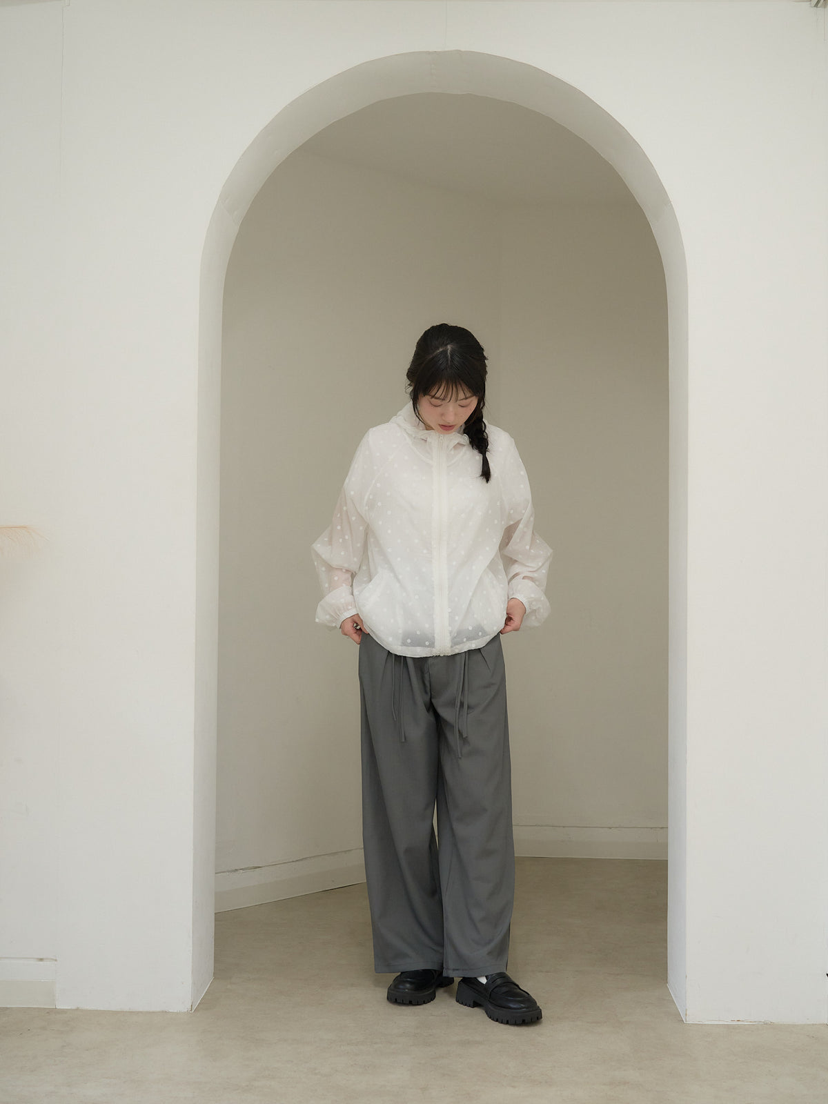 high waist ribbon wide pants