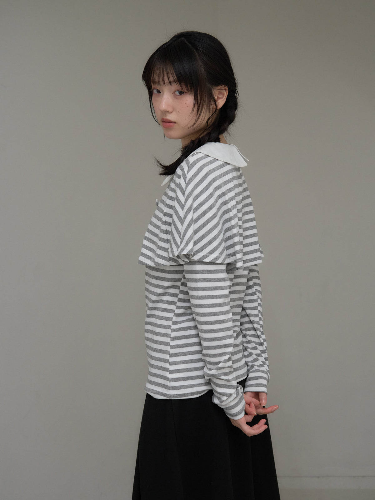 border doll collar cape sleeve top