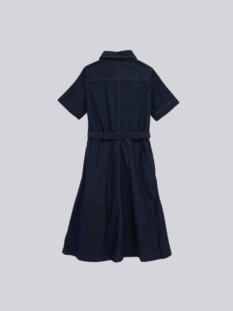 belted denim shirt dress