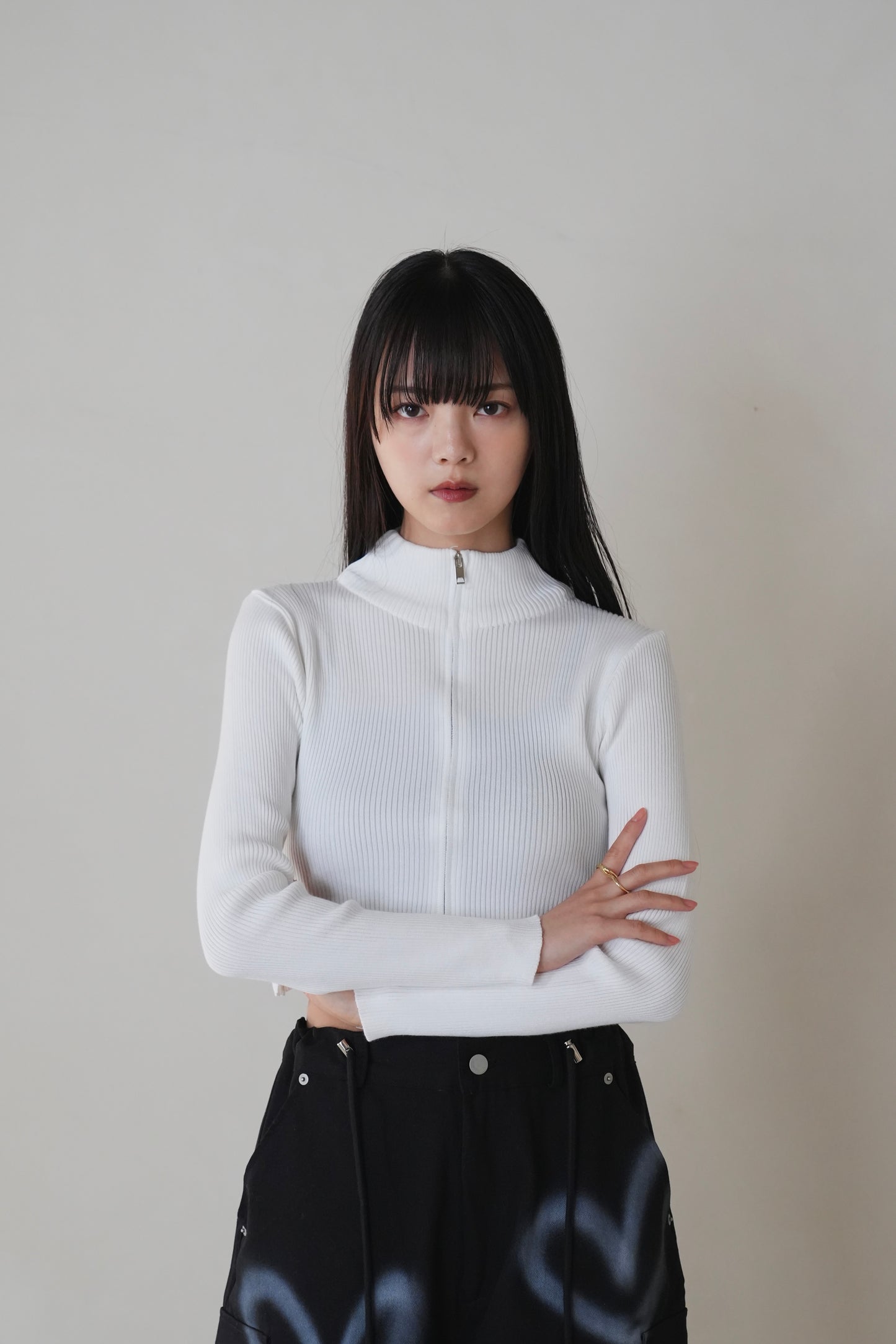 zip cropped knit