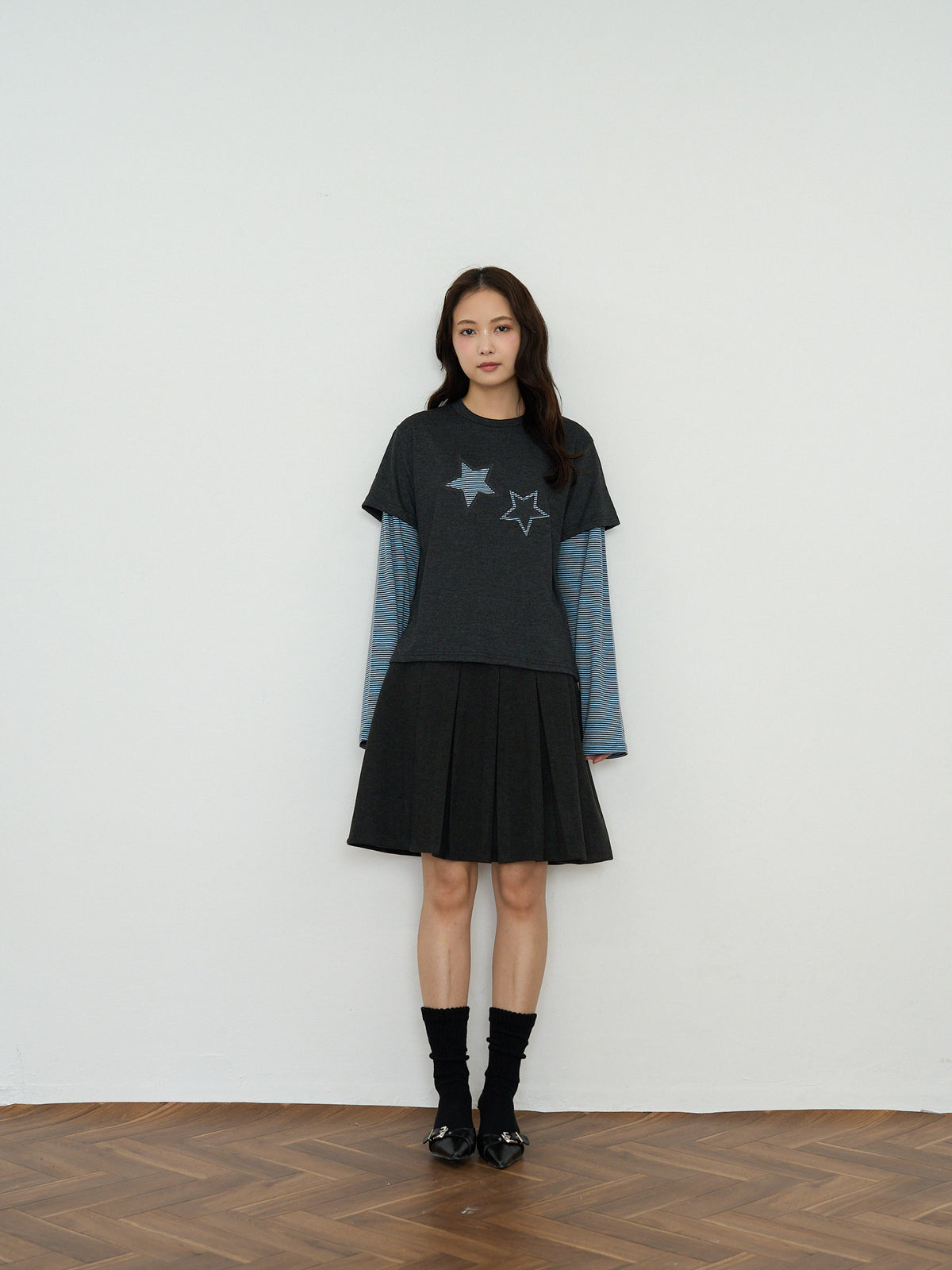 star border layered long sleeve tee