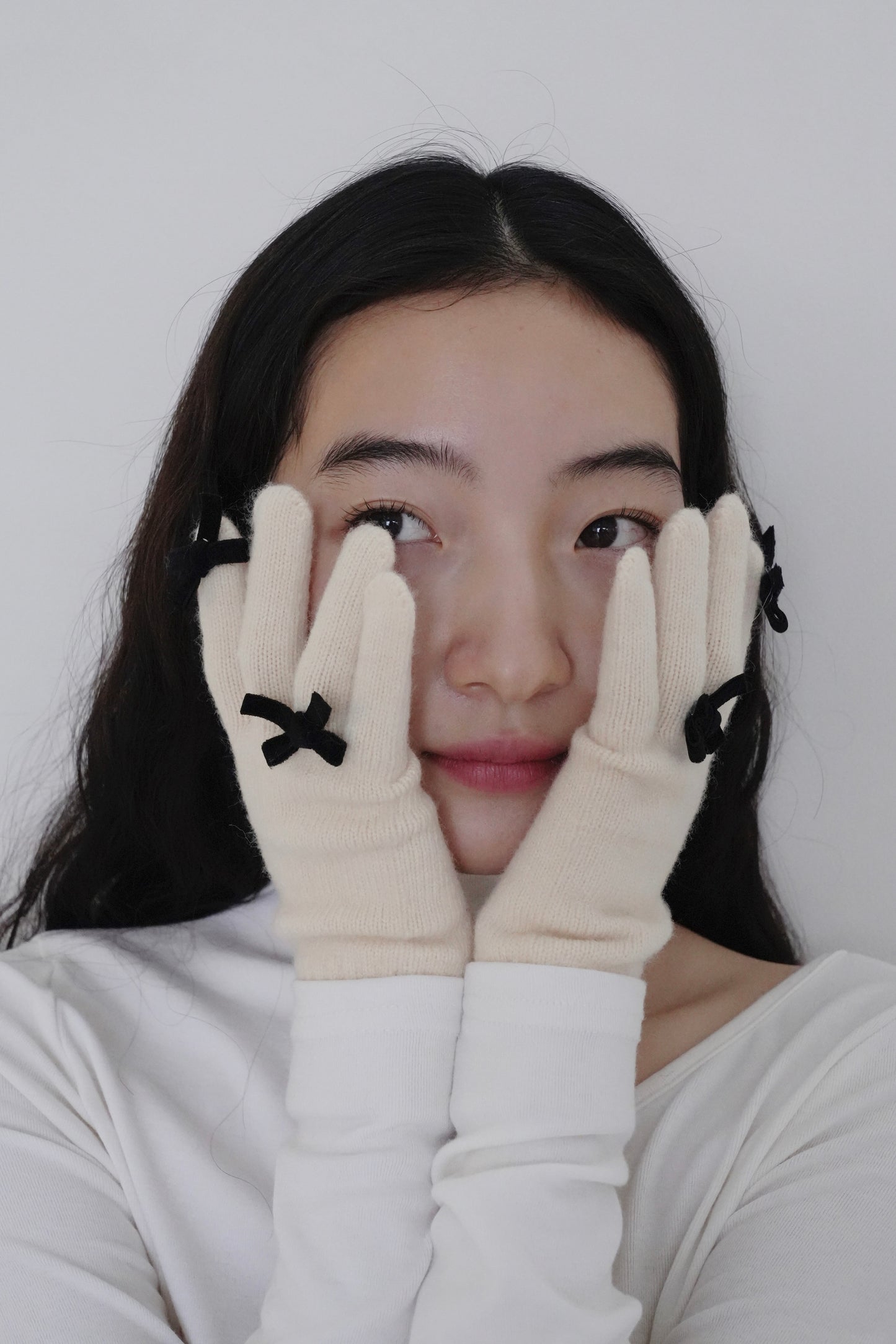 ribbon knit gloves