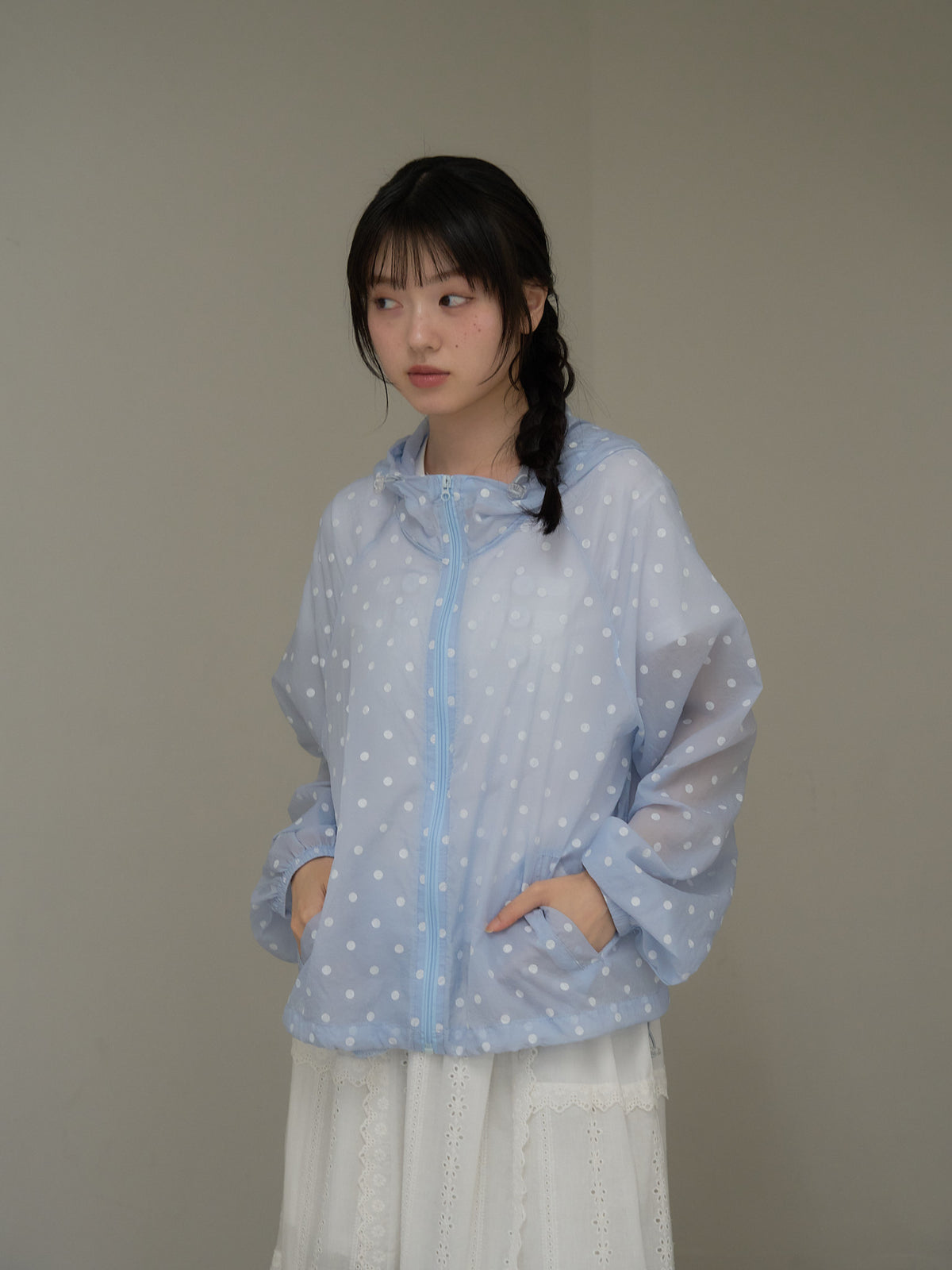 dot sheer hoodie