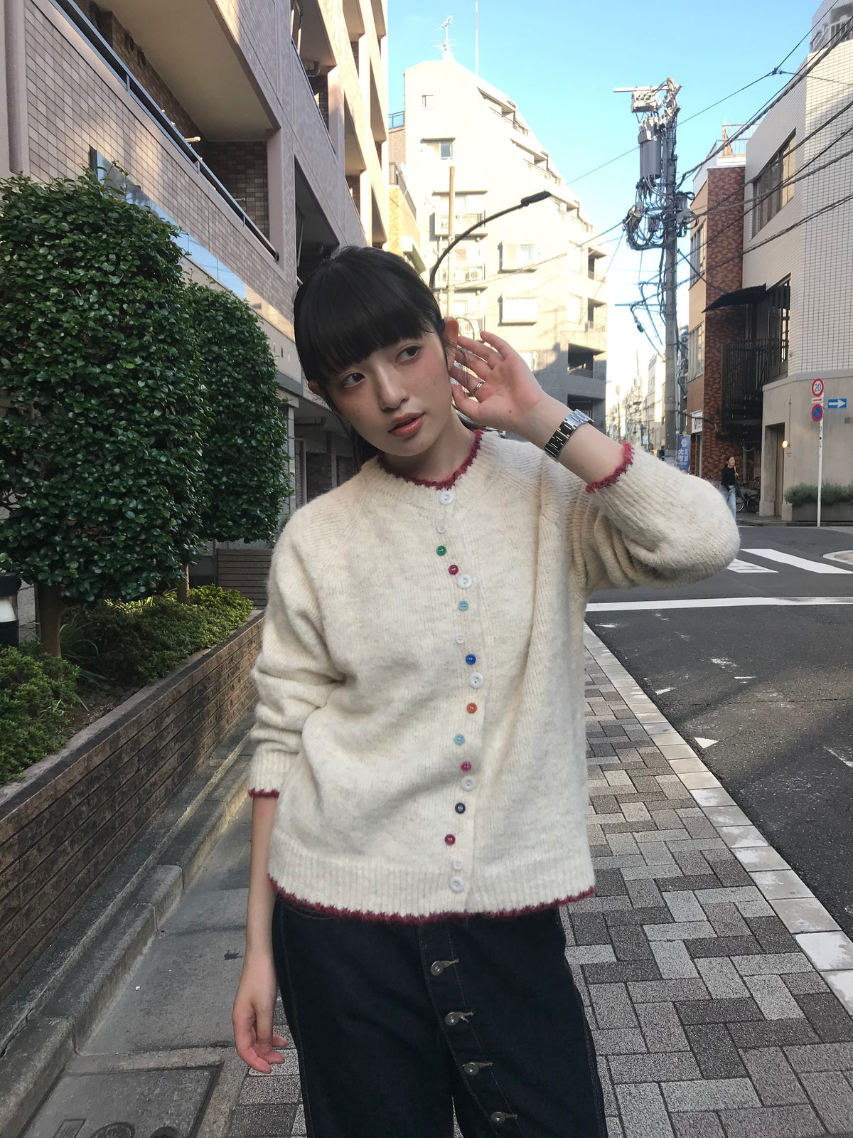 color button knit cardigan
