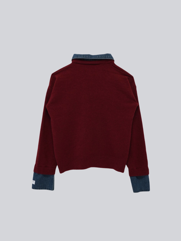 denim collar knit pullover