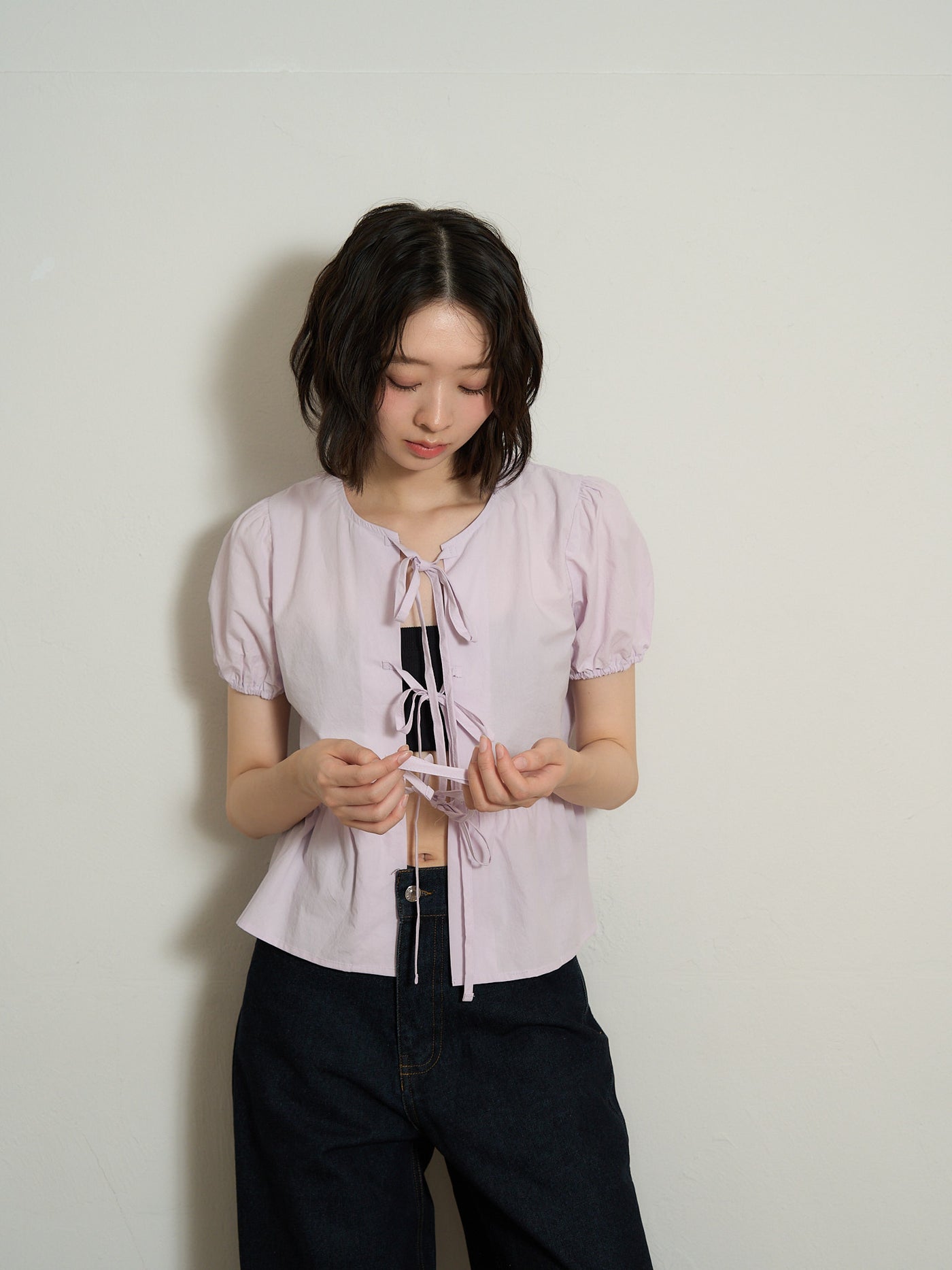ribbon flare blouse