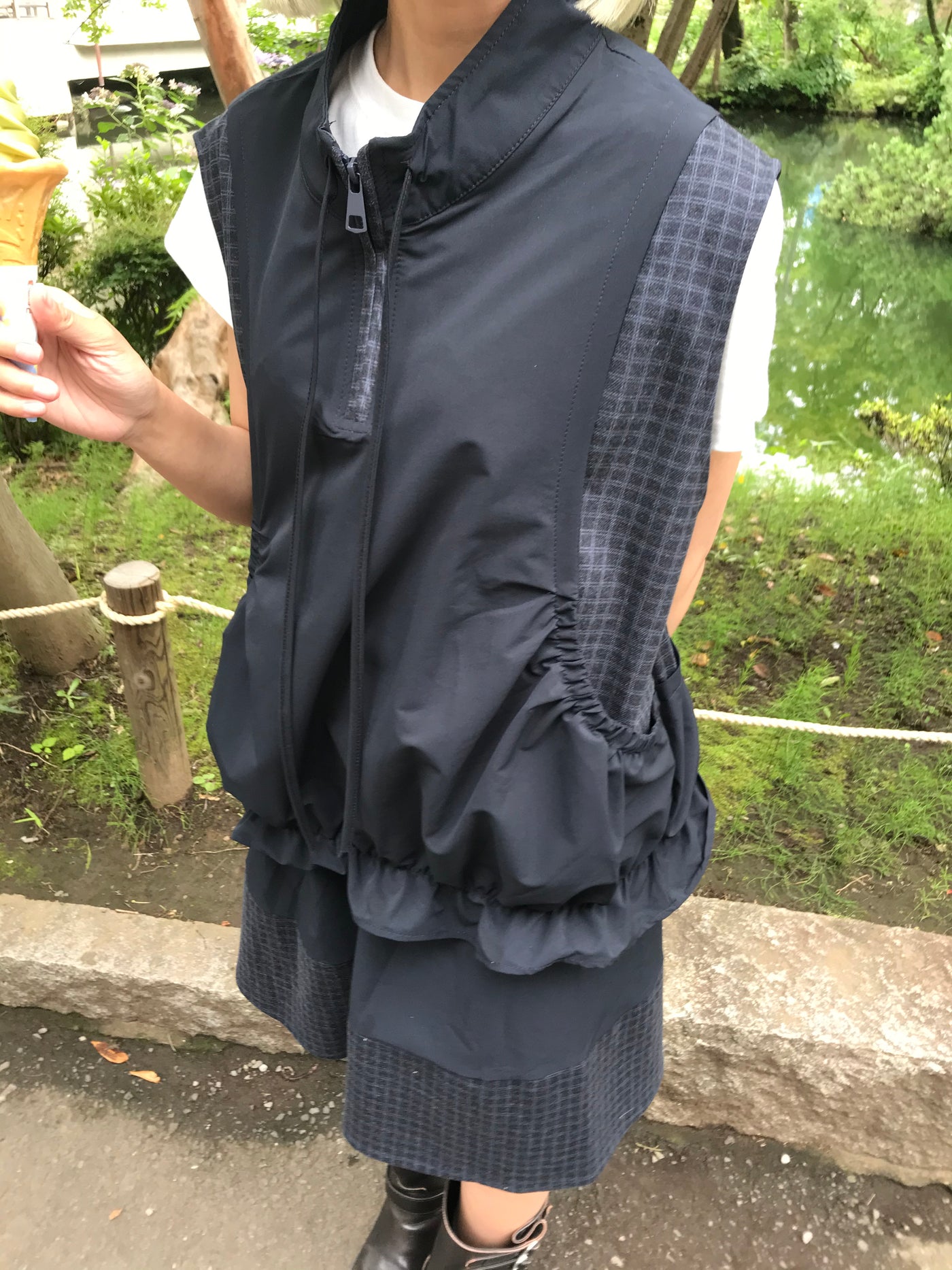 check vest & skirt set