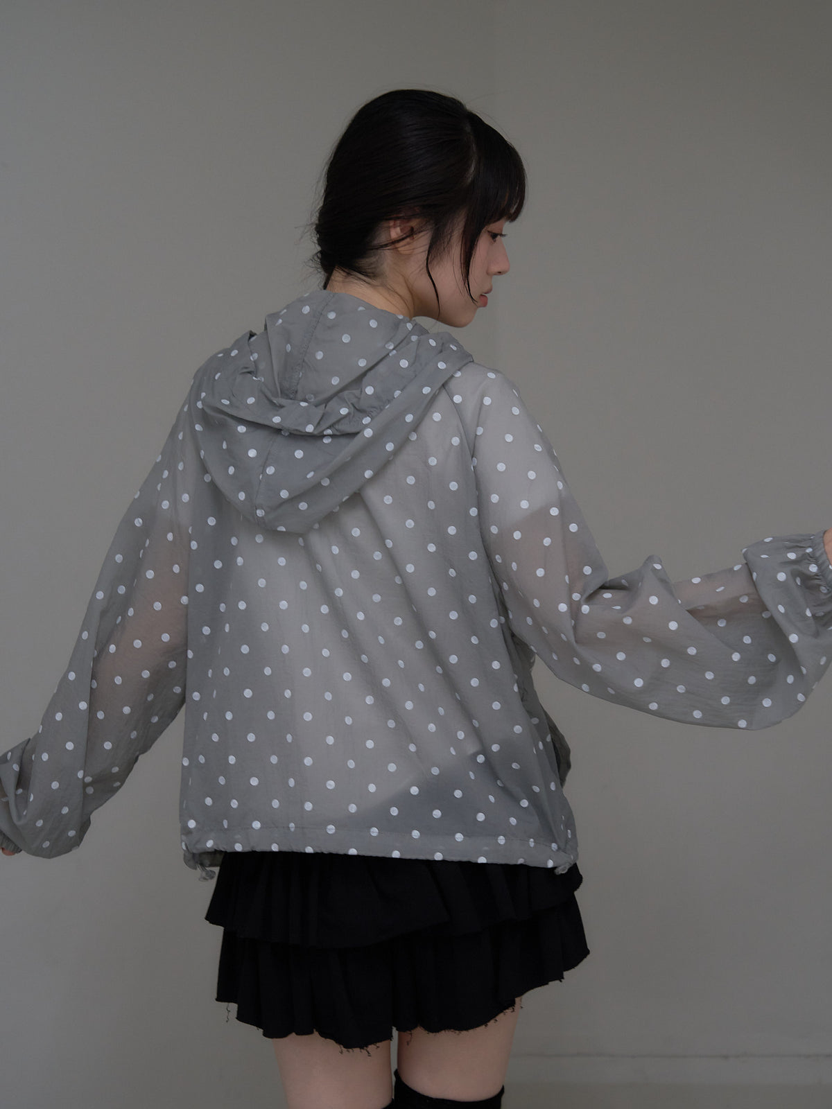 dot sheer hoodie