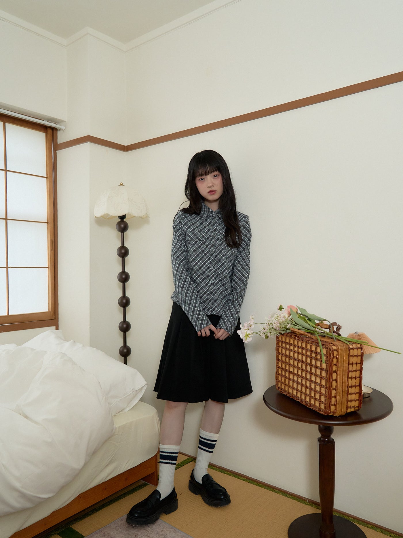 soft plaid cropped shirt