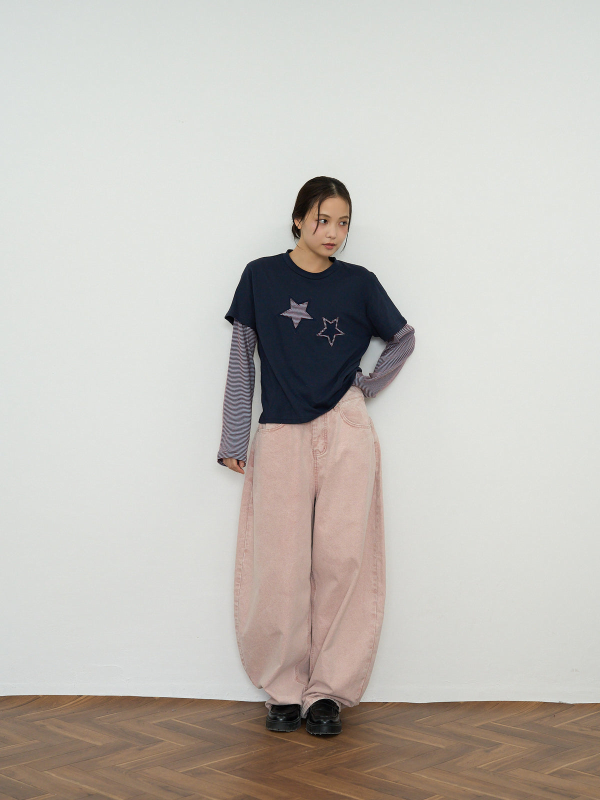 star border layered long sleeve tee