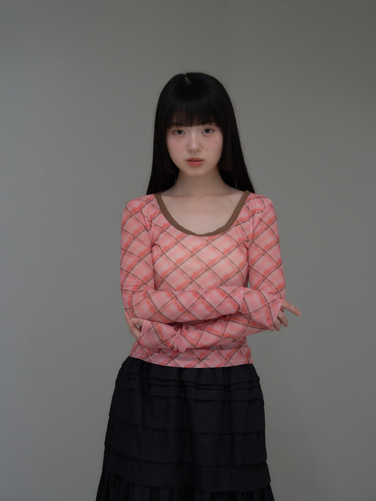 check slim long sleeve tee