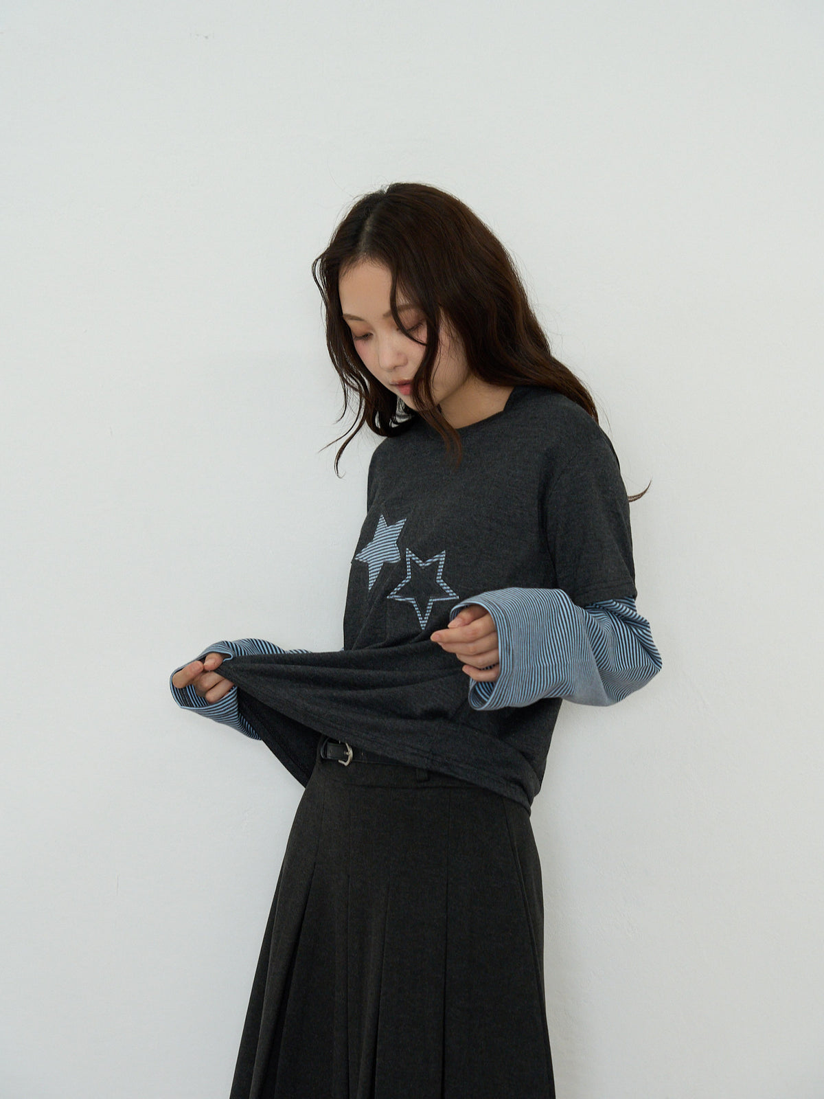 star border layered long sleeve tee