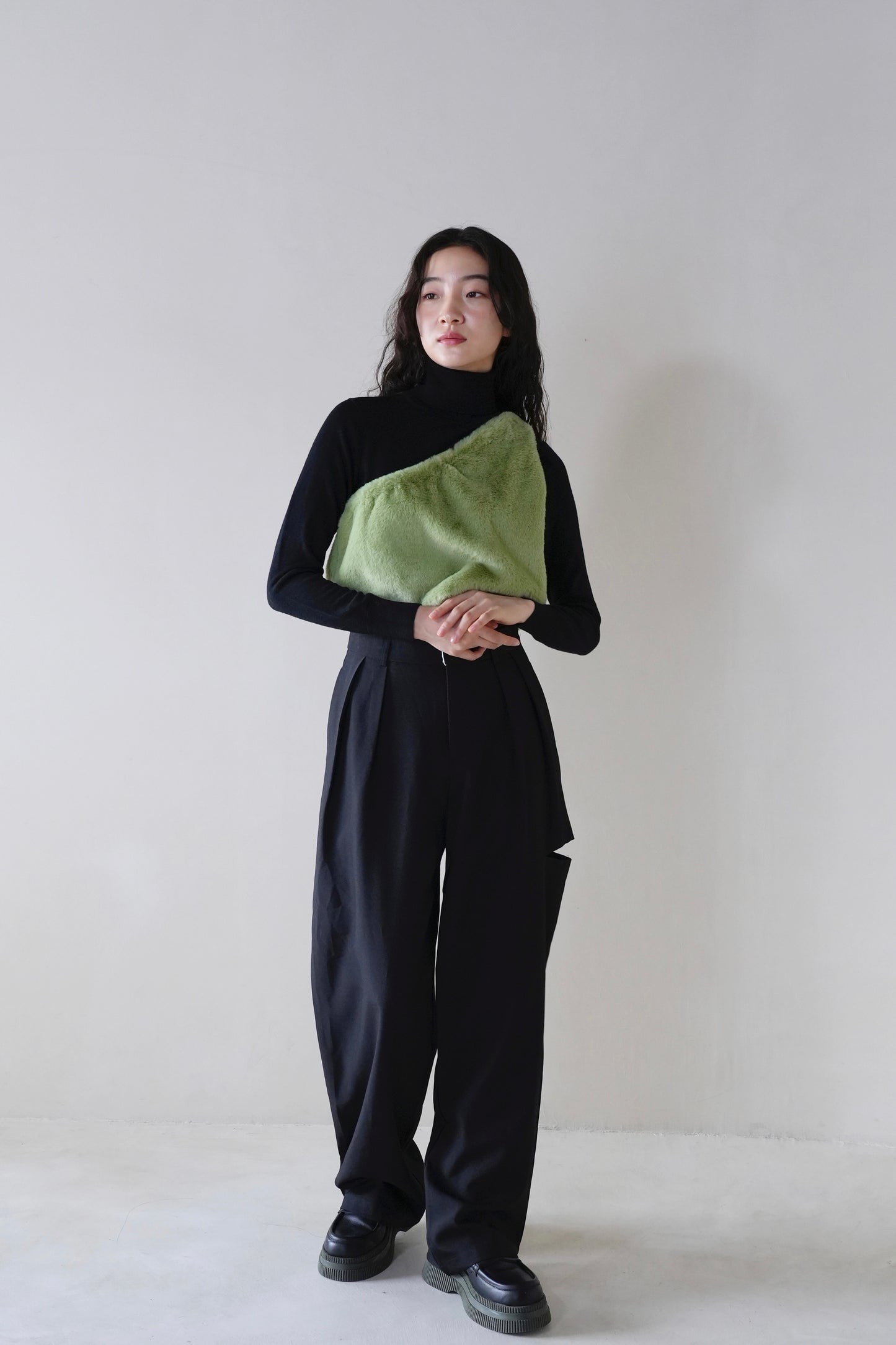 one shoulder fur vest