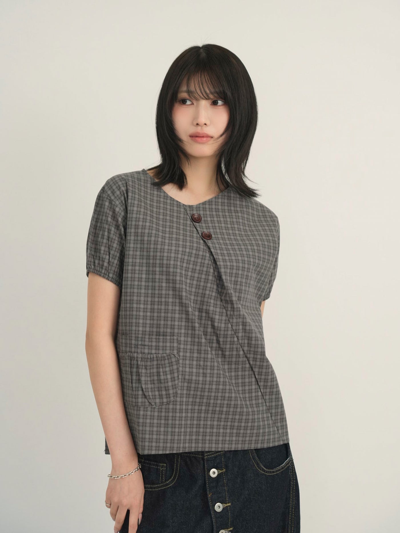 asymmetry check blouse