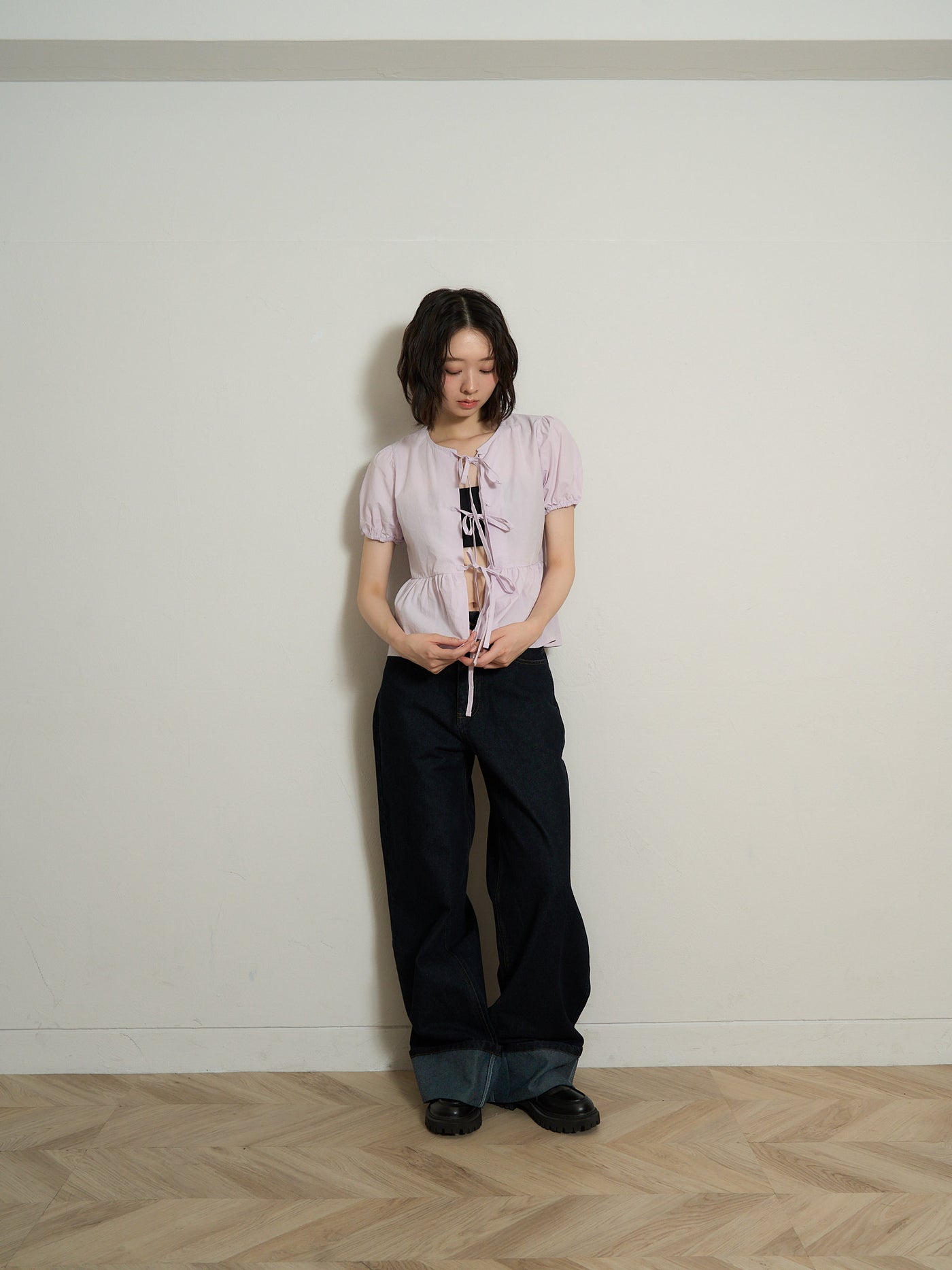 ribbon flare blouse