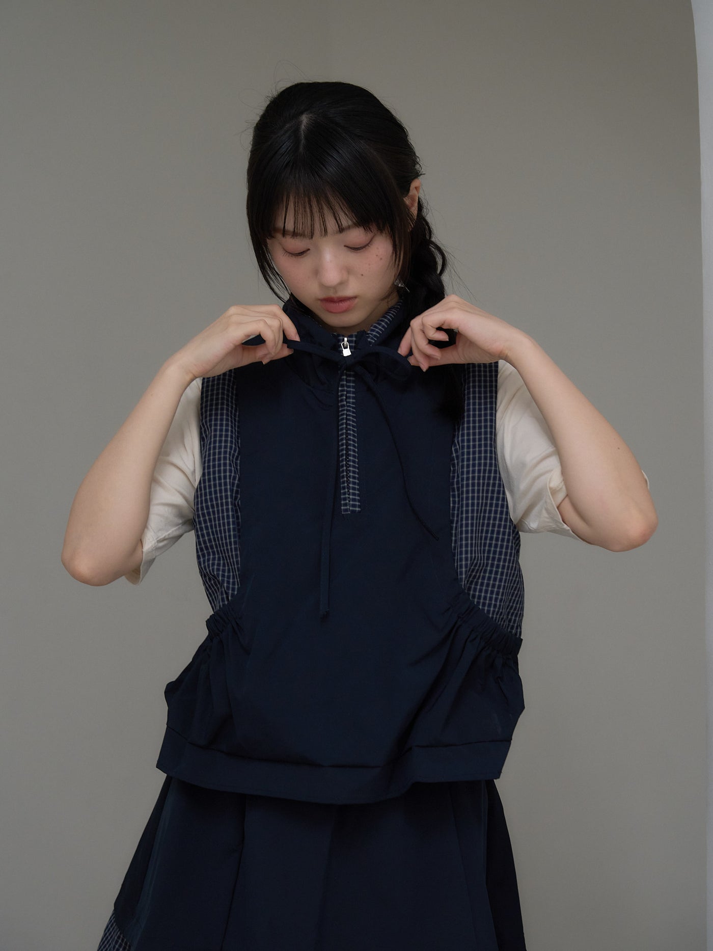 check vest & skirt set