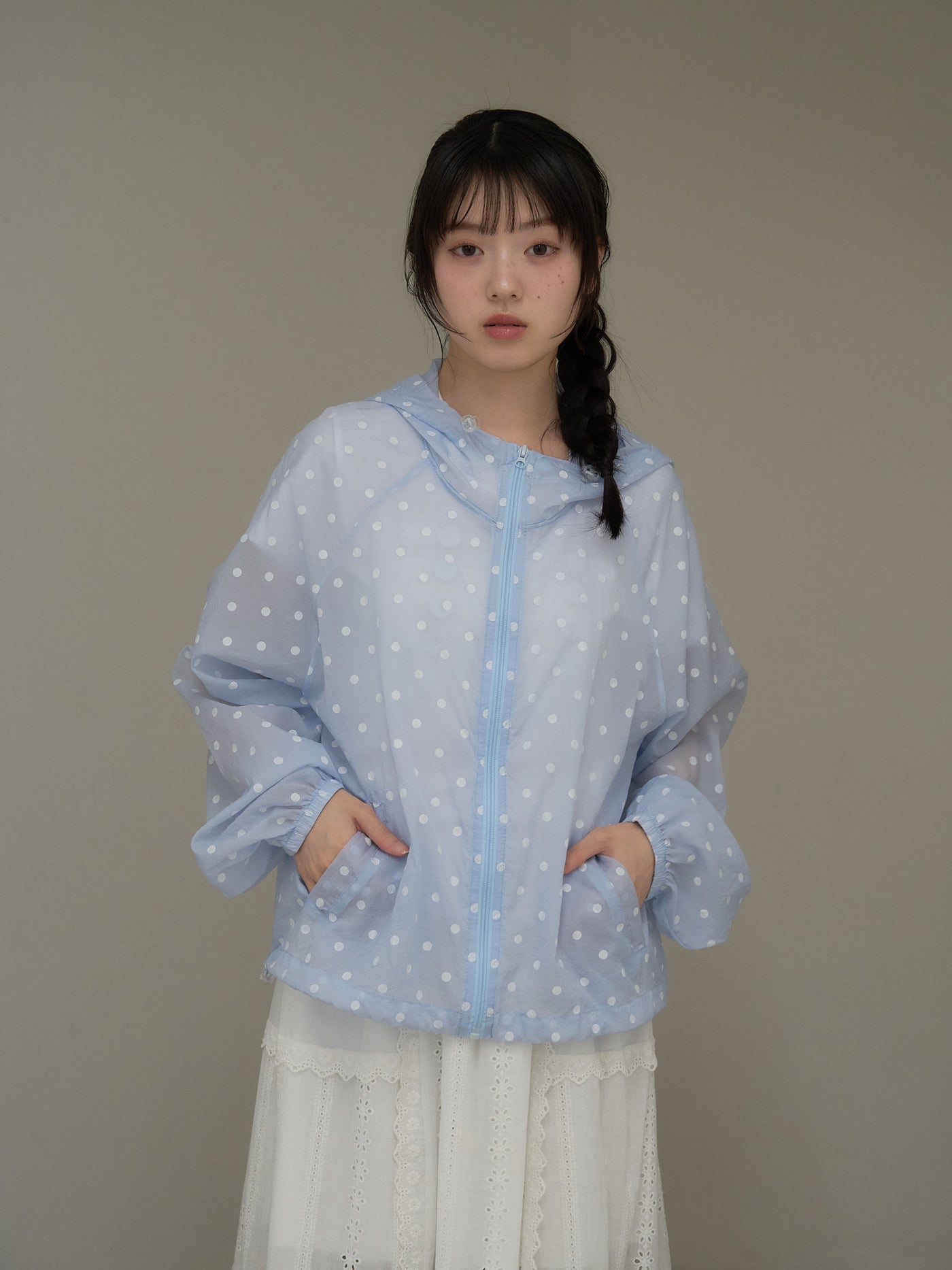 dot sheer hoodie