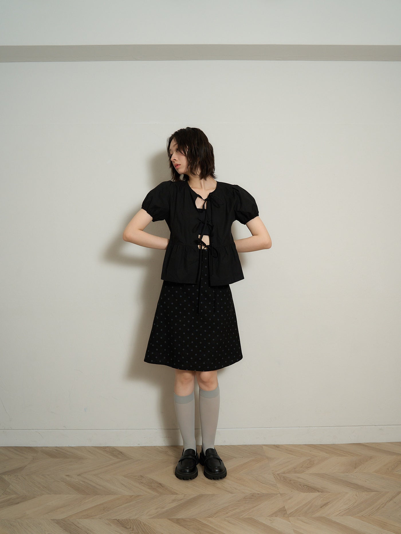 ribbon flare blouse