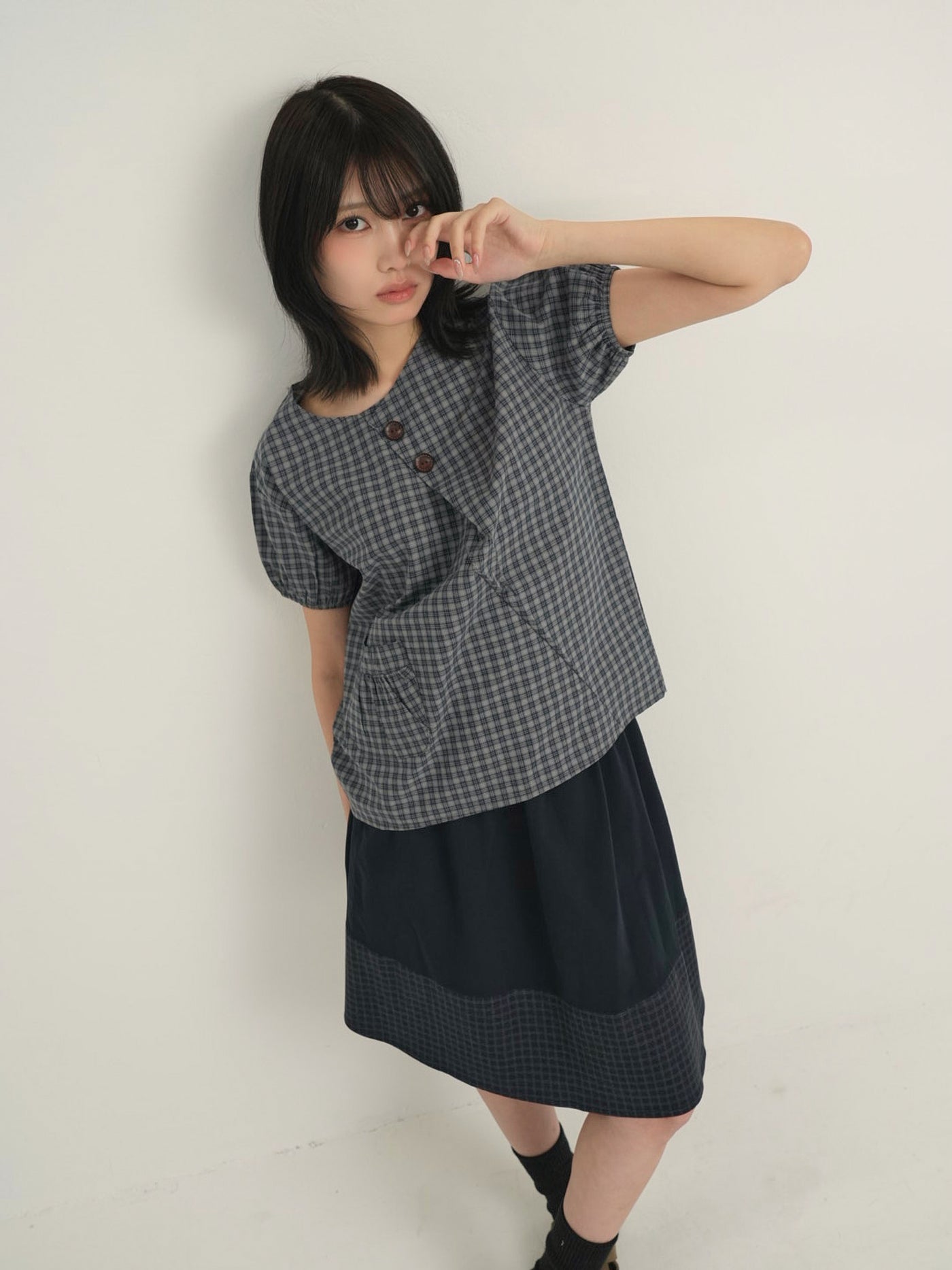 asymmetry check blouse