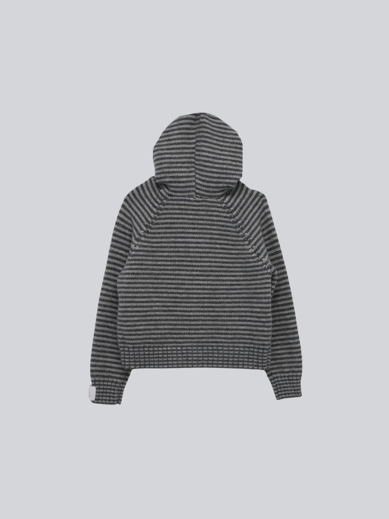border knit zip hoodie