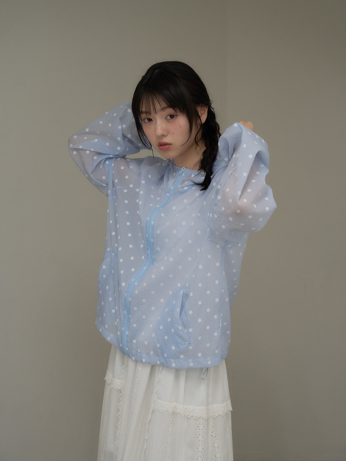 dot sheer hoodie