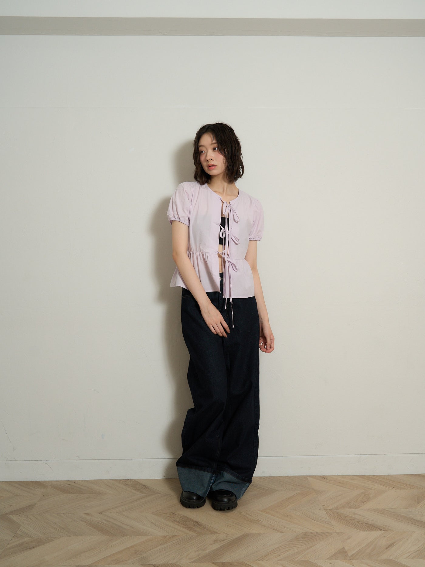 ribbon flare blouse