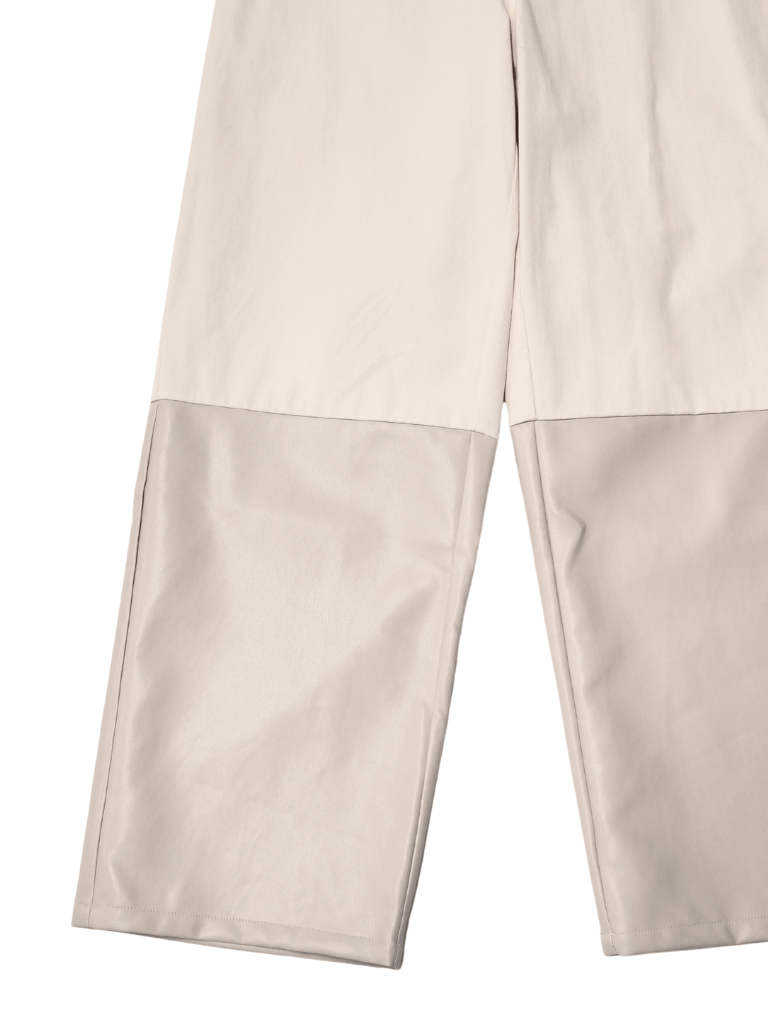 fake leather switching pants