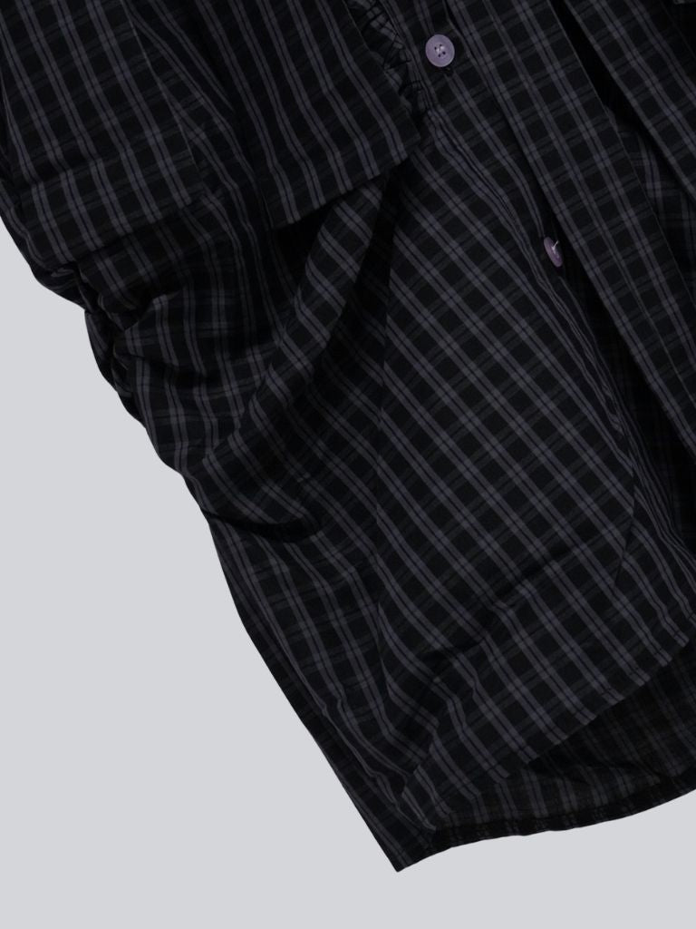 w ribbon check blouse