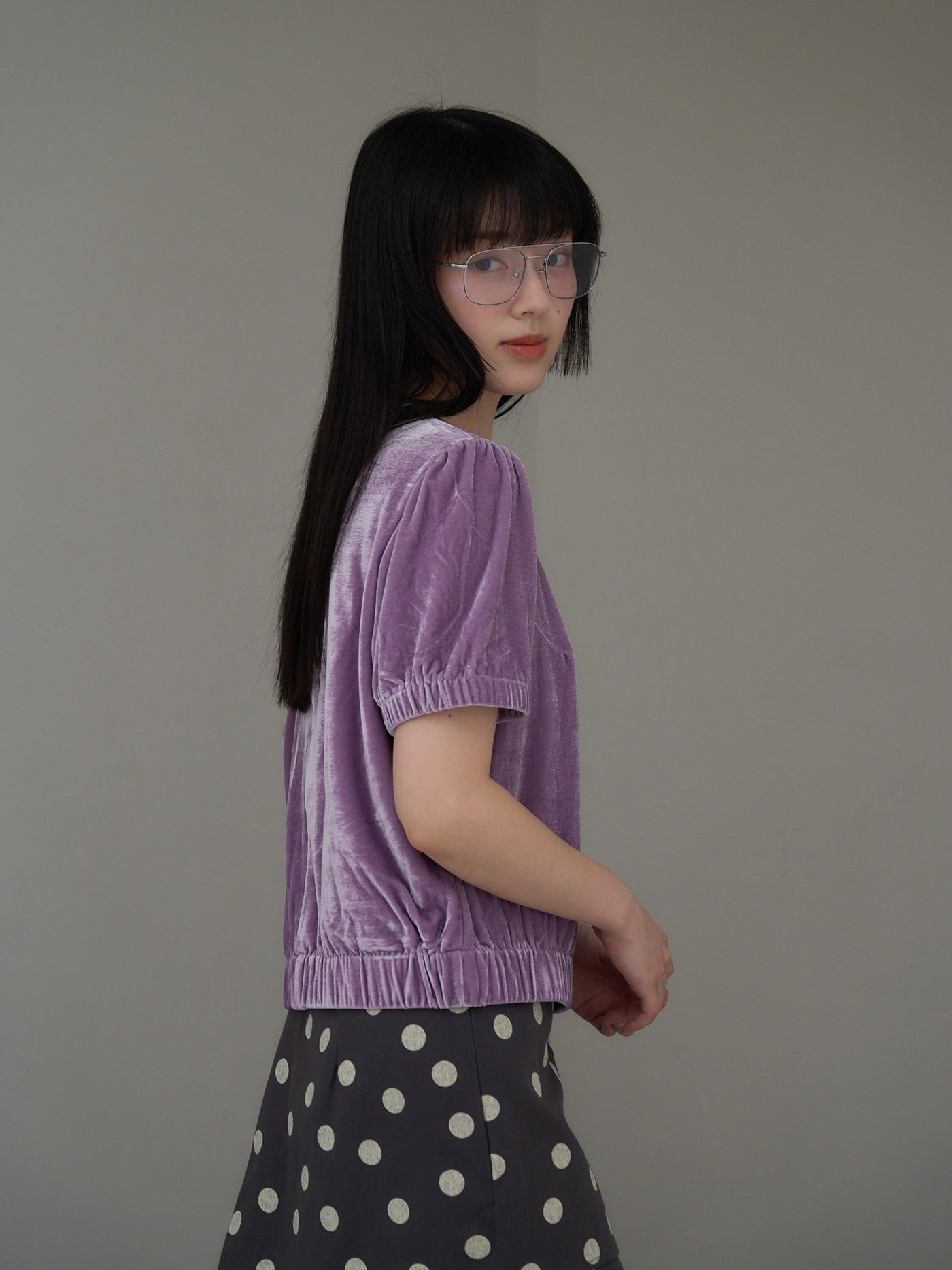 velour puff sleeve top
