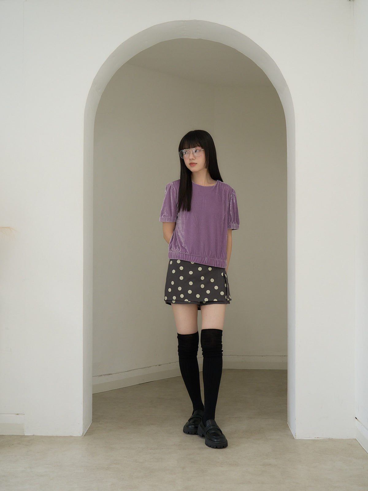 velour puff sleeve top