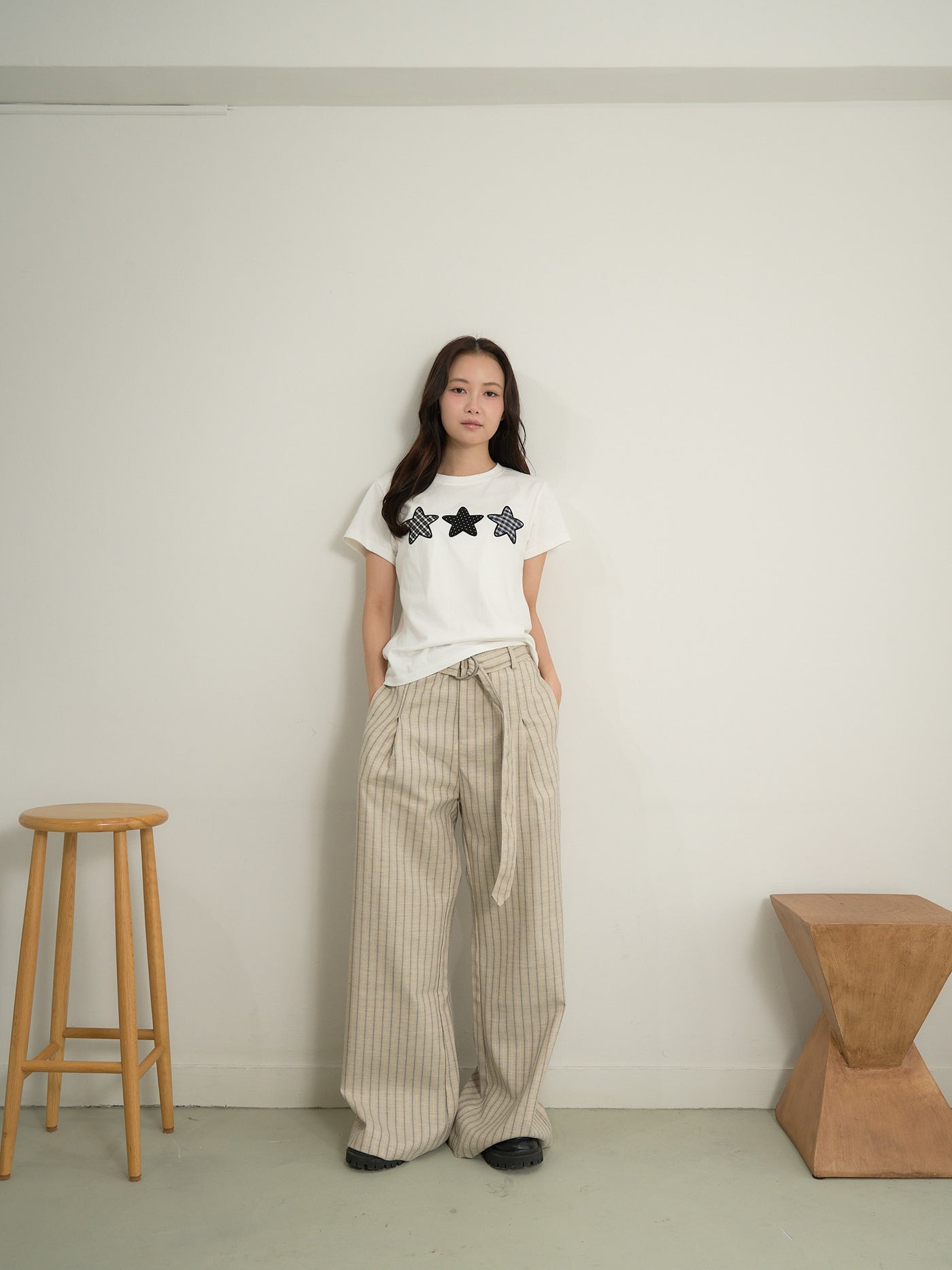 stripe wide pants