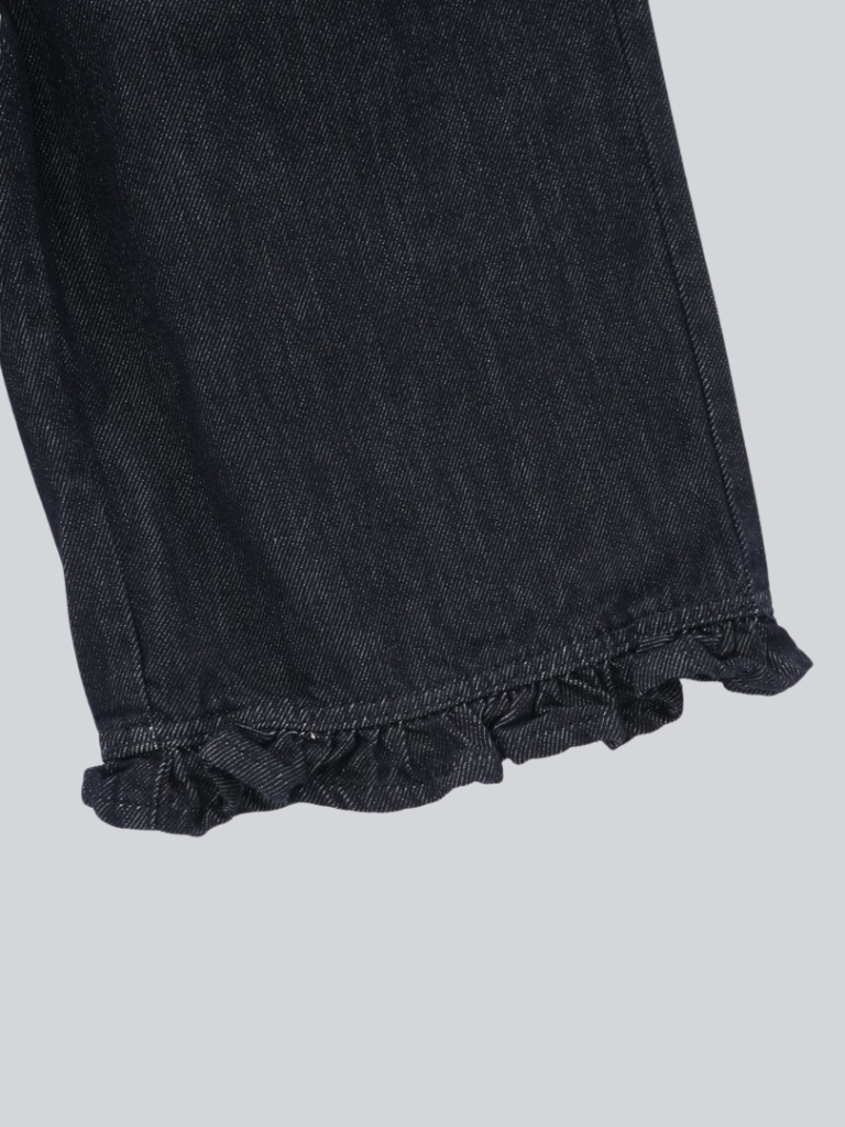 frill hem wide denim pants