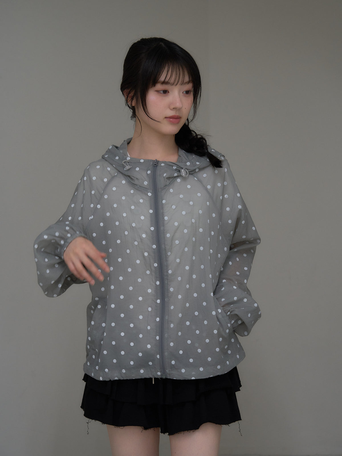 dot sheer hoodie
