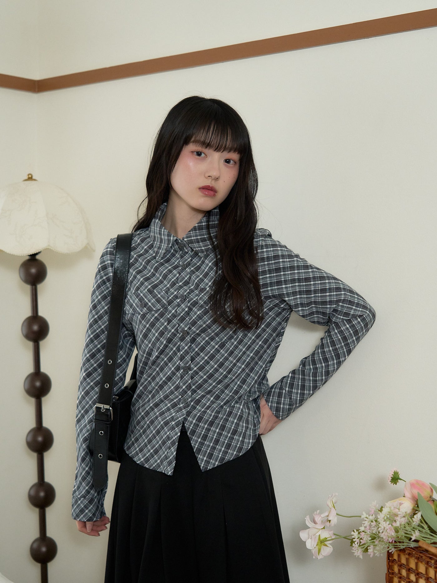 soft plaid cropped shirt