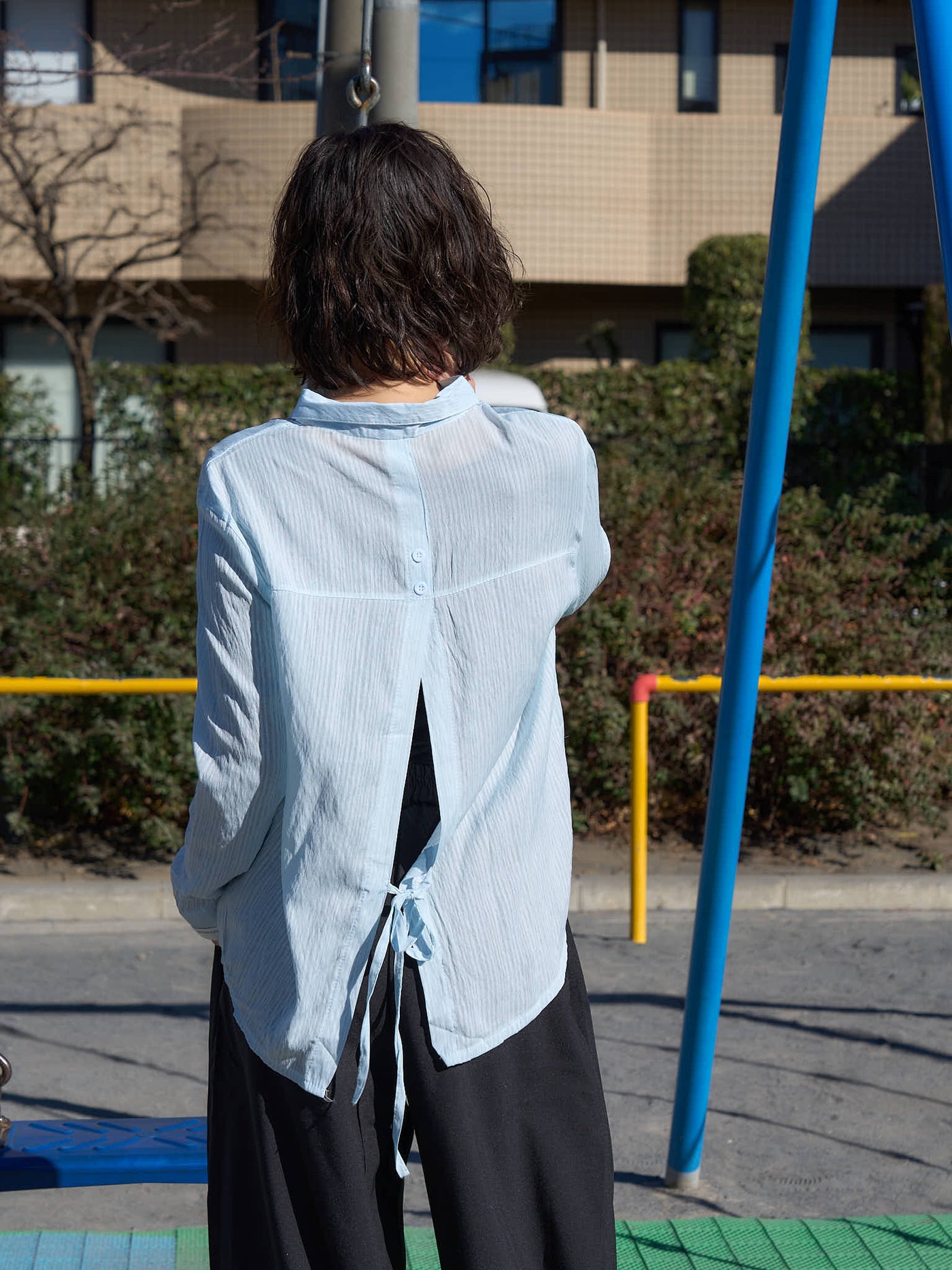 リボン シワ感シャツ カジュアルガーリー レディース Uenui
