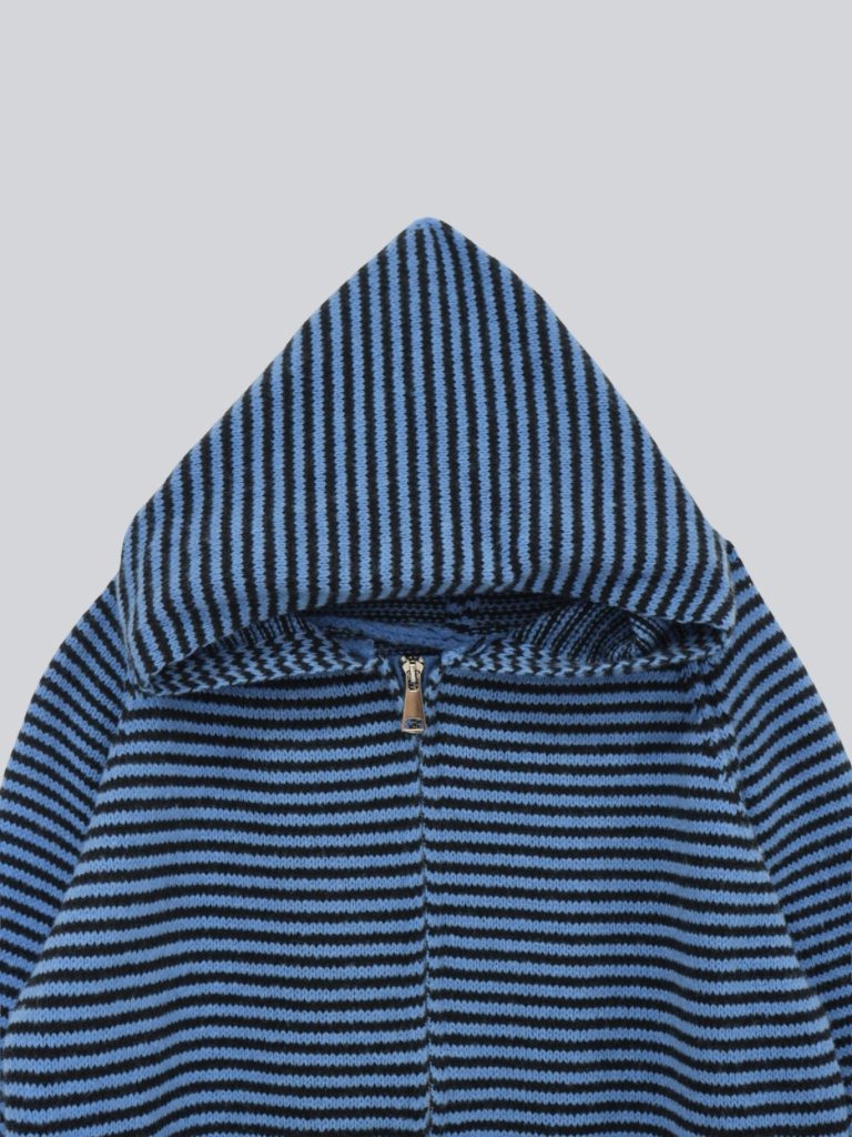 border knit zip hoodie
