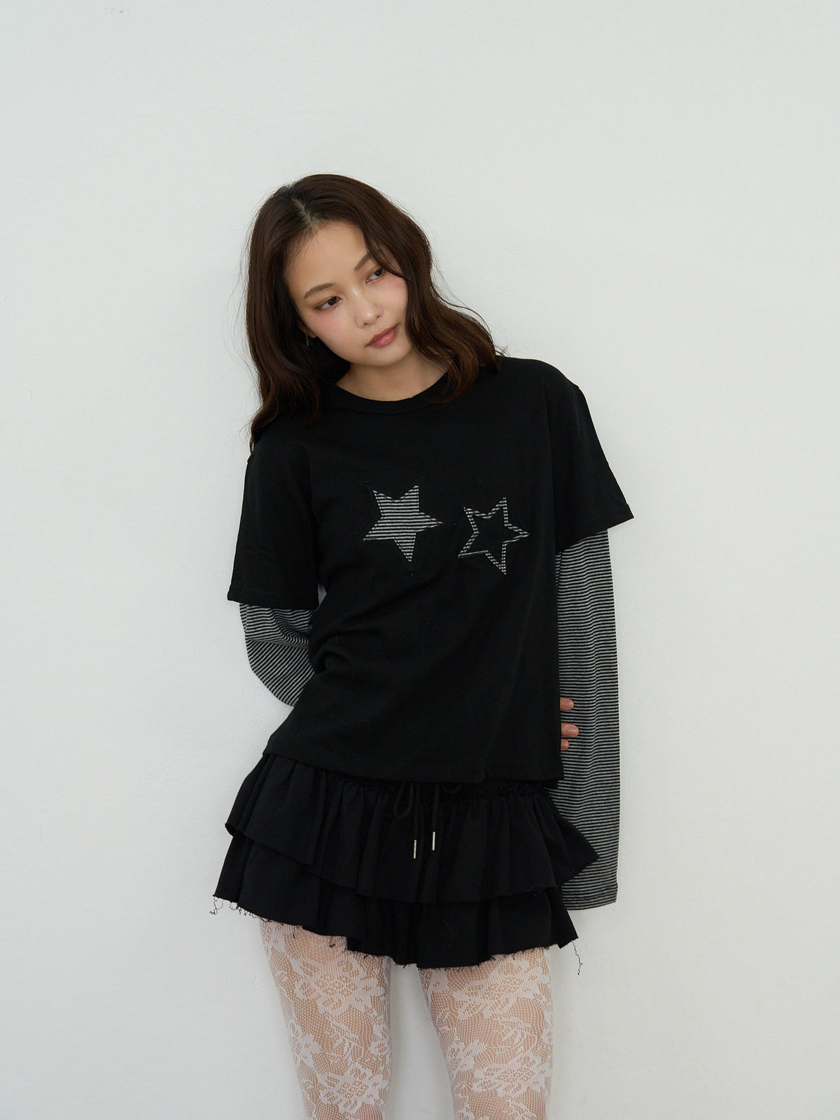 star border layered long sleeve tee