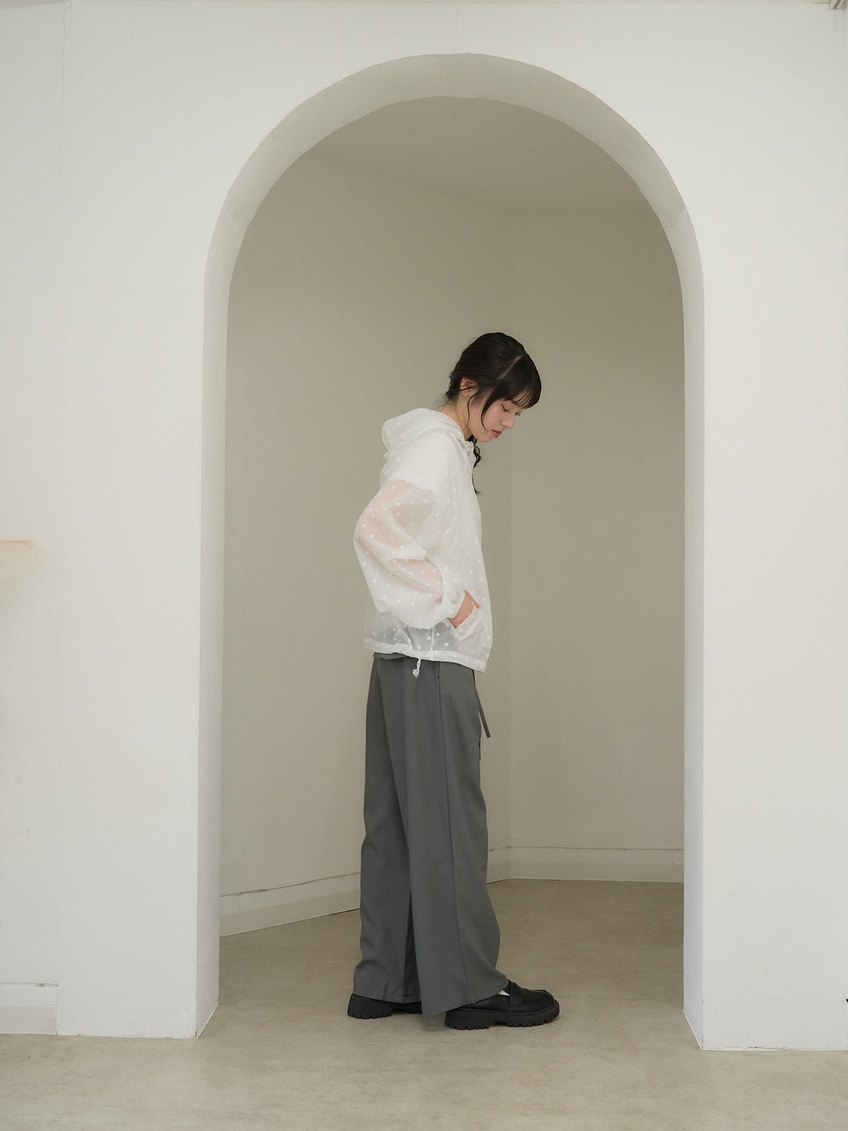 high waist ribbon wide pants