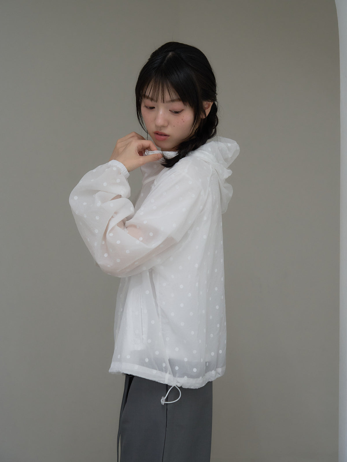 dot sheer hoodie
