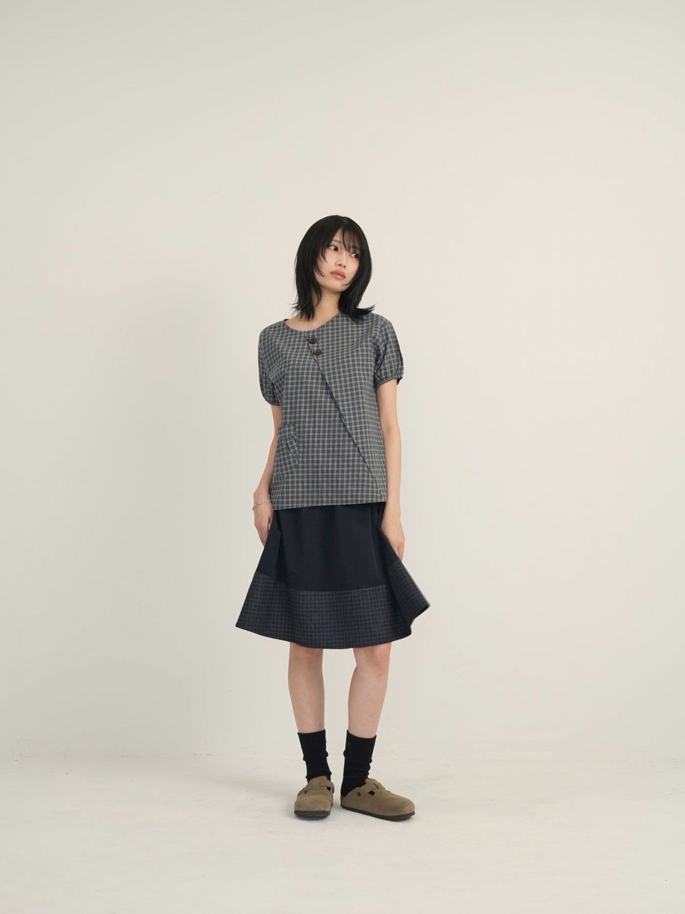 asymmetry check blouse