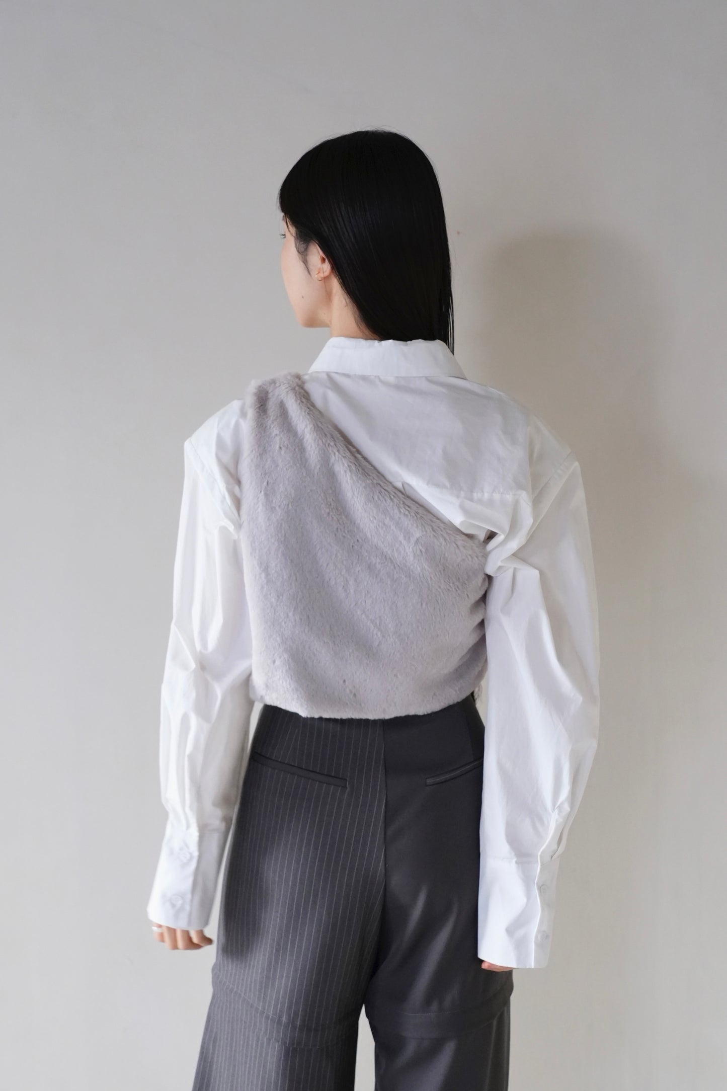 one shoulder fur vest