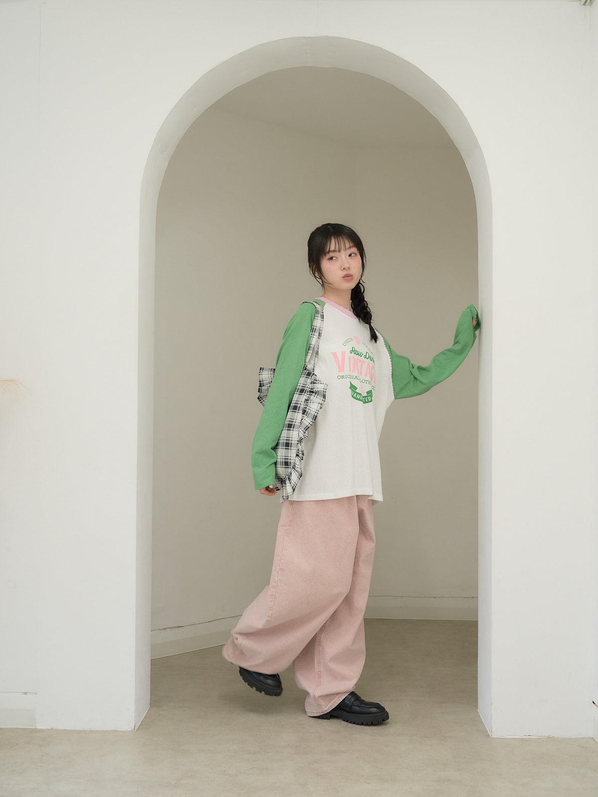 vintage raglan print long tee