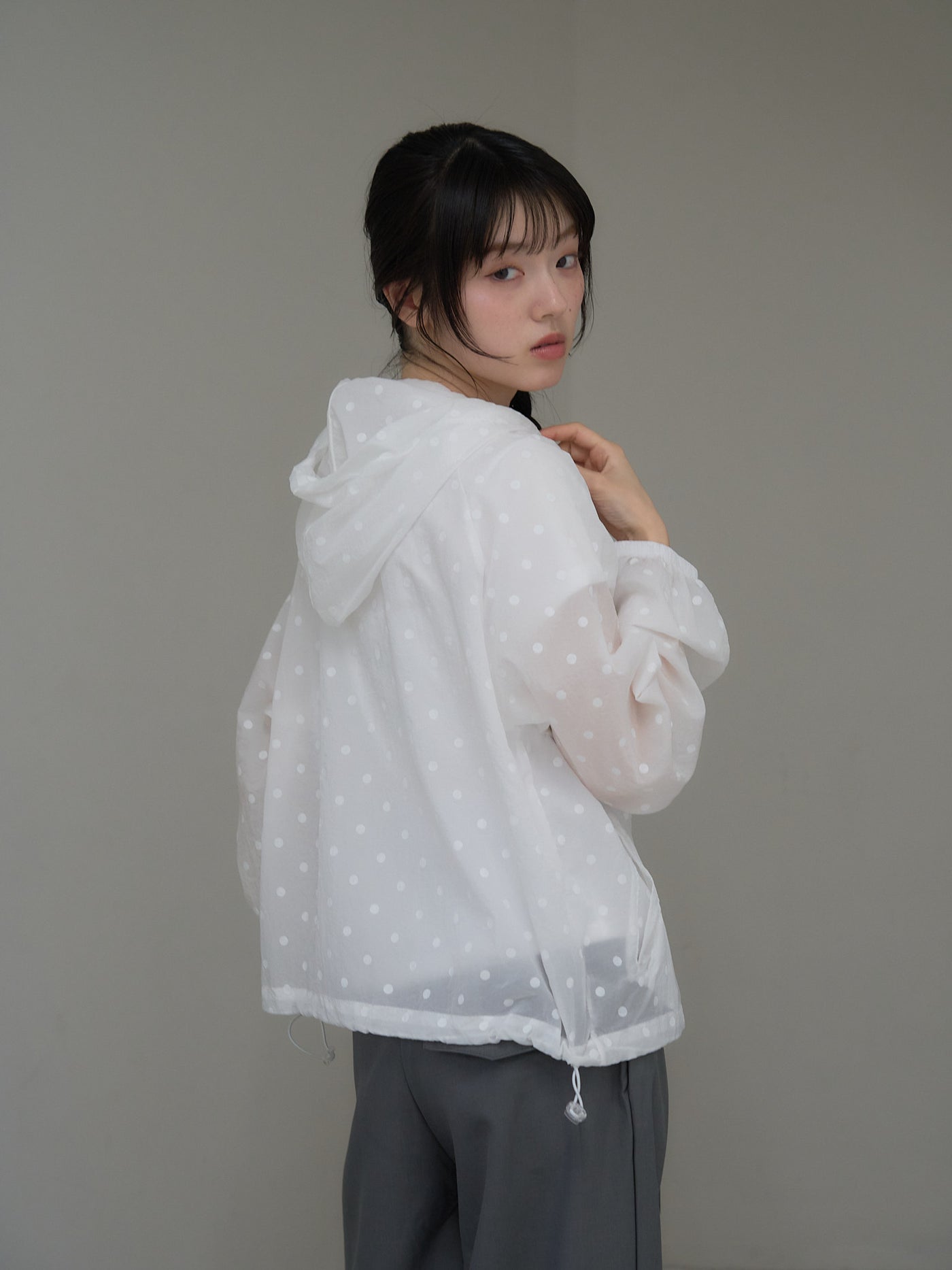 dot sheer hoodie